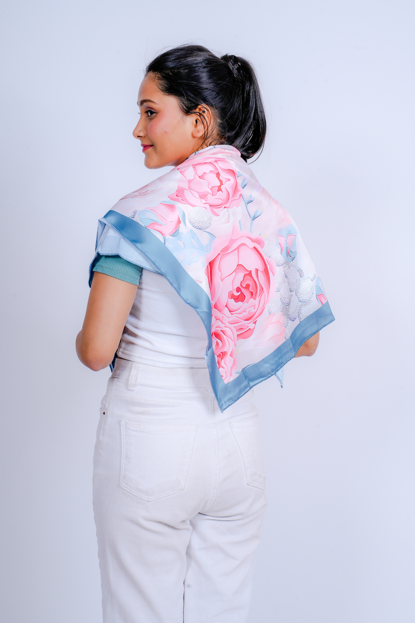Blush Bloom Floral Satin Scarf