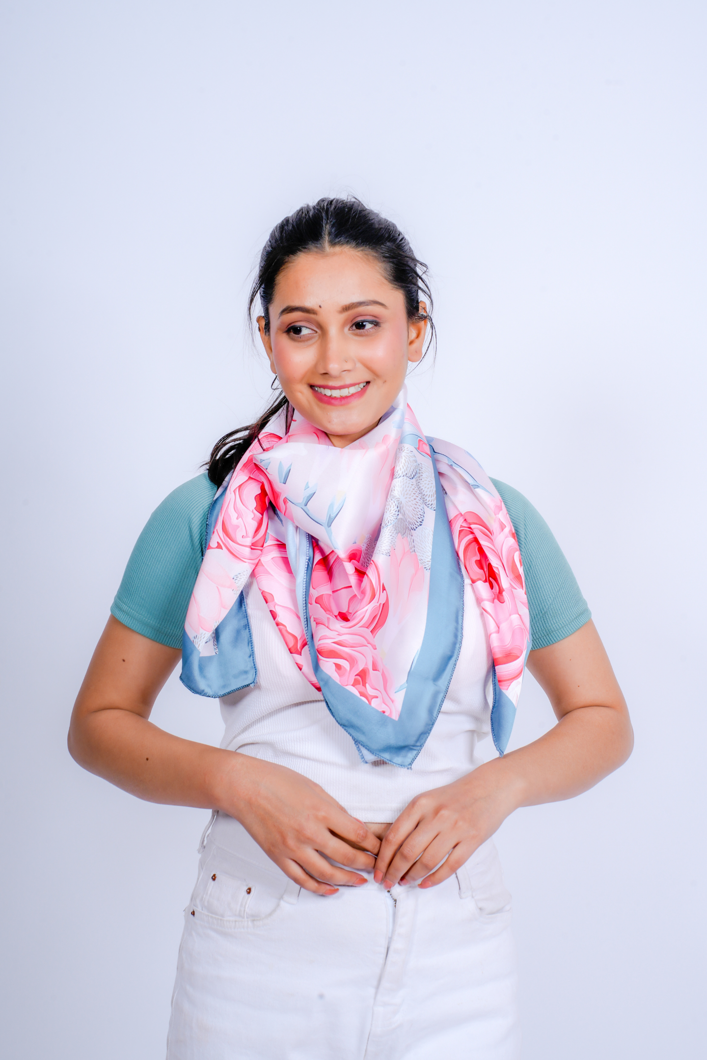 Blush Bloom Floral Satin Scarf