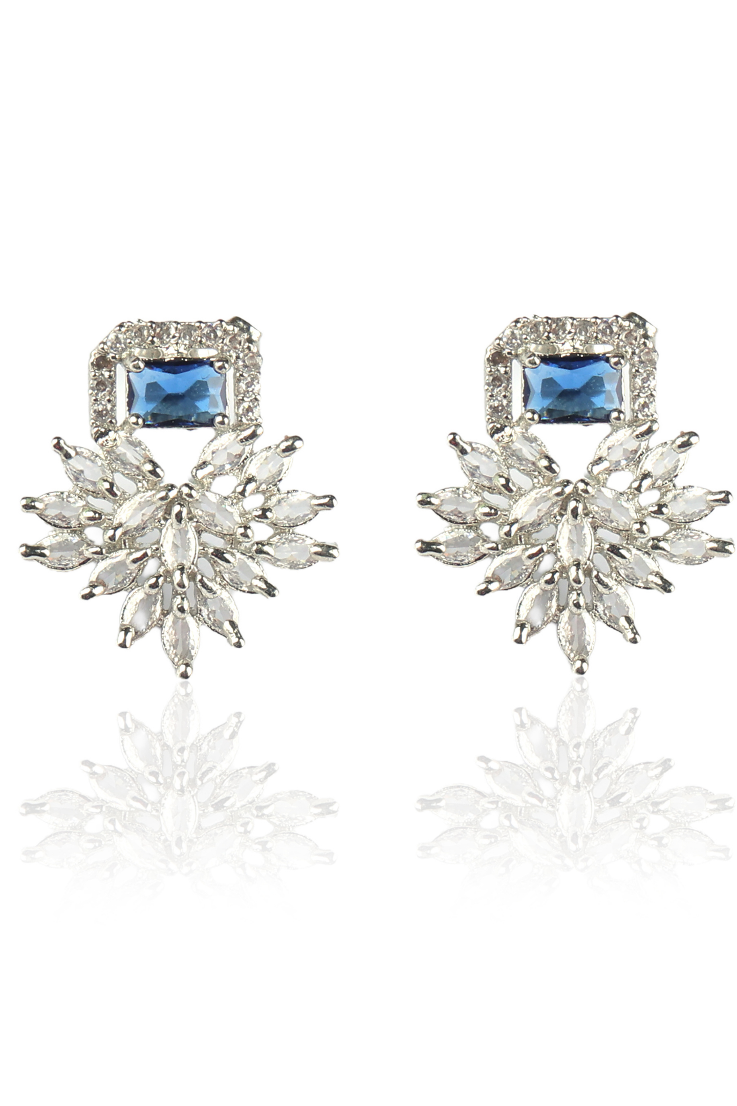 American Diamond Earrings-Blue
