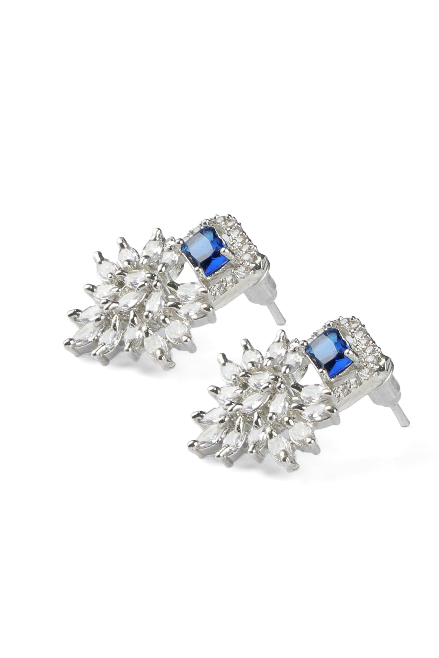 American Diamond Earrings-Blue