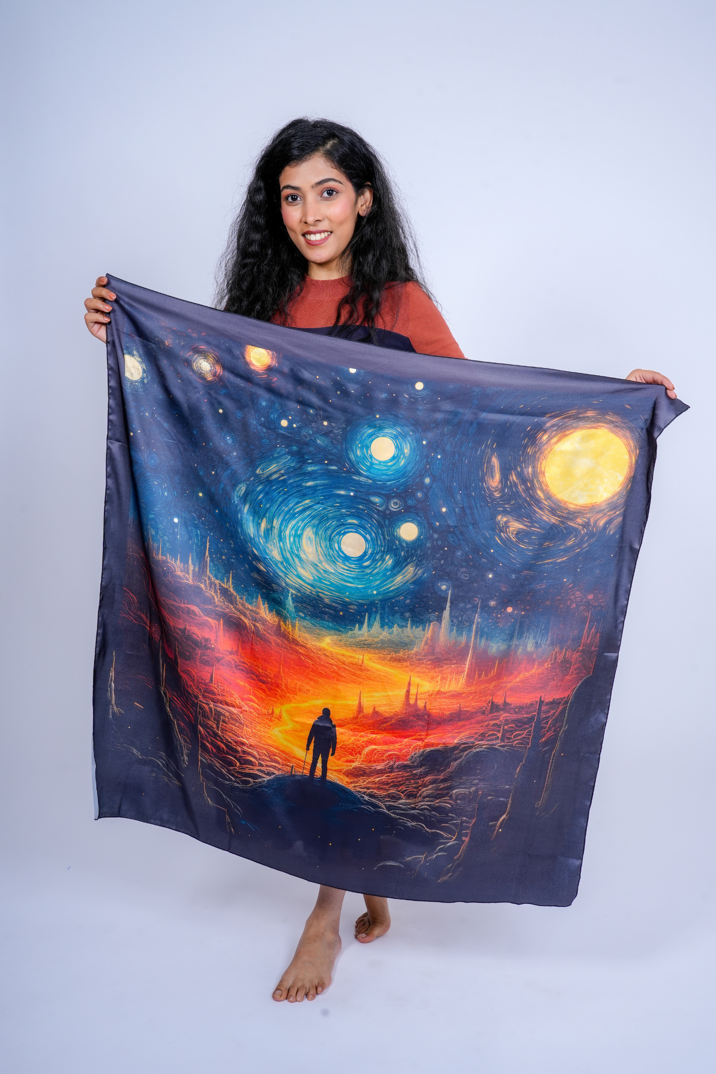 Galaxy Dreamscape Satin Scarf