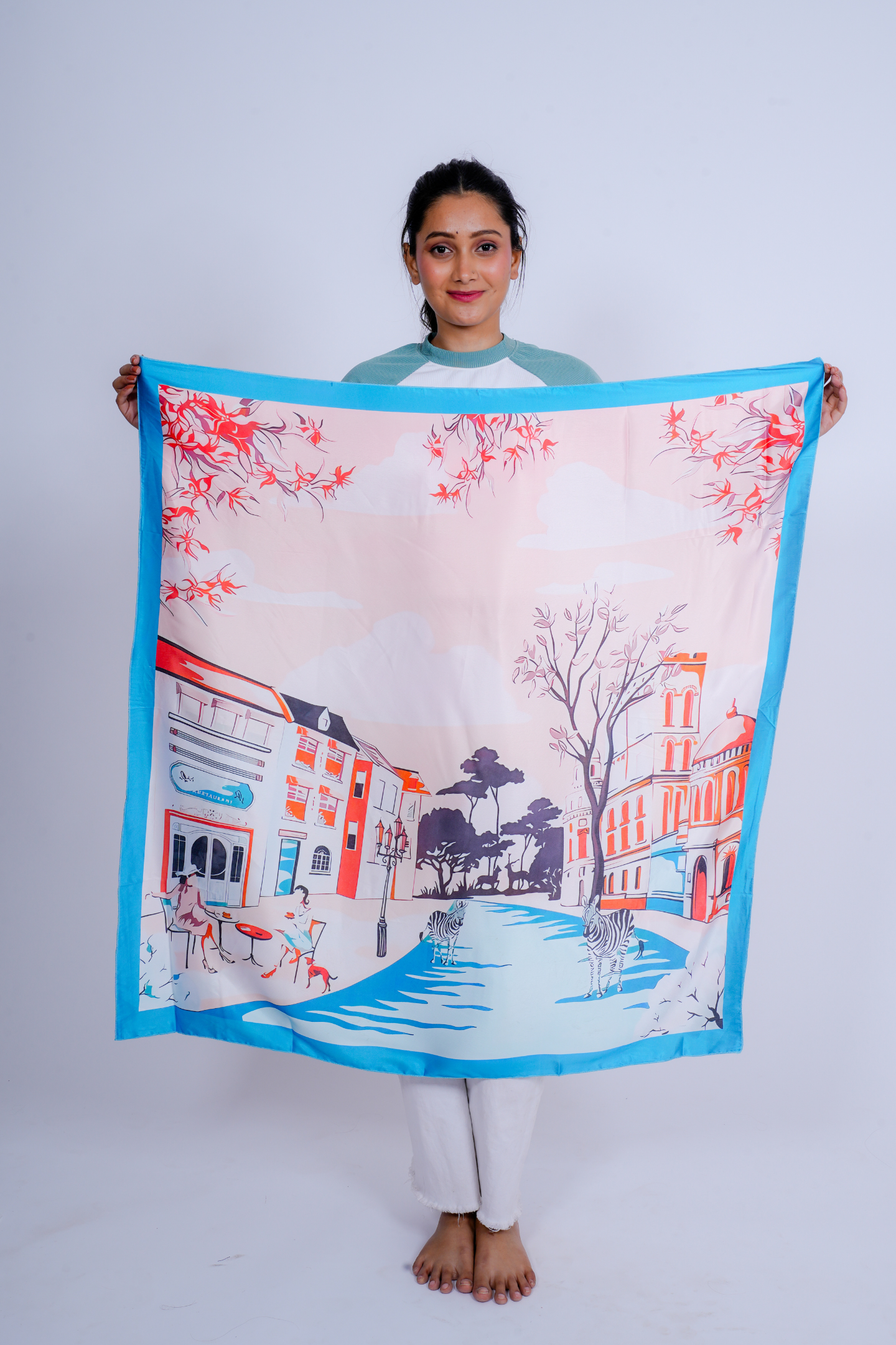Parisian Street Scene Satin Scarf