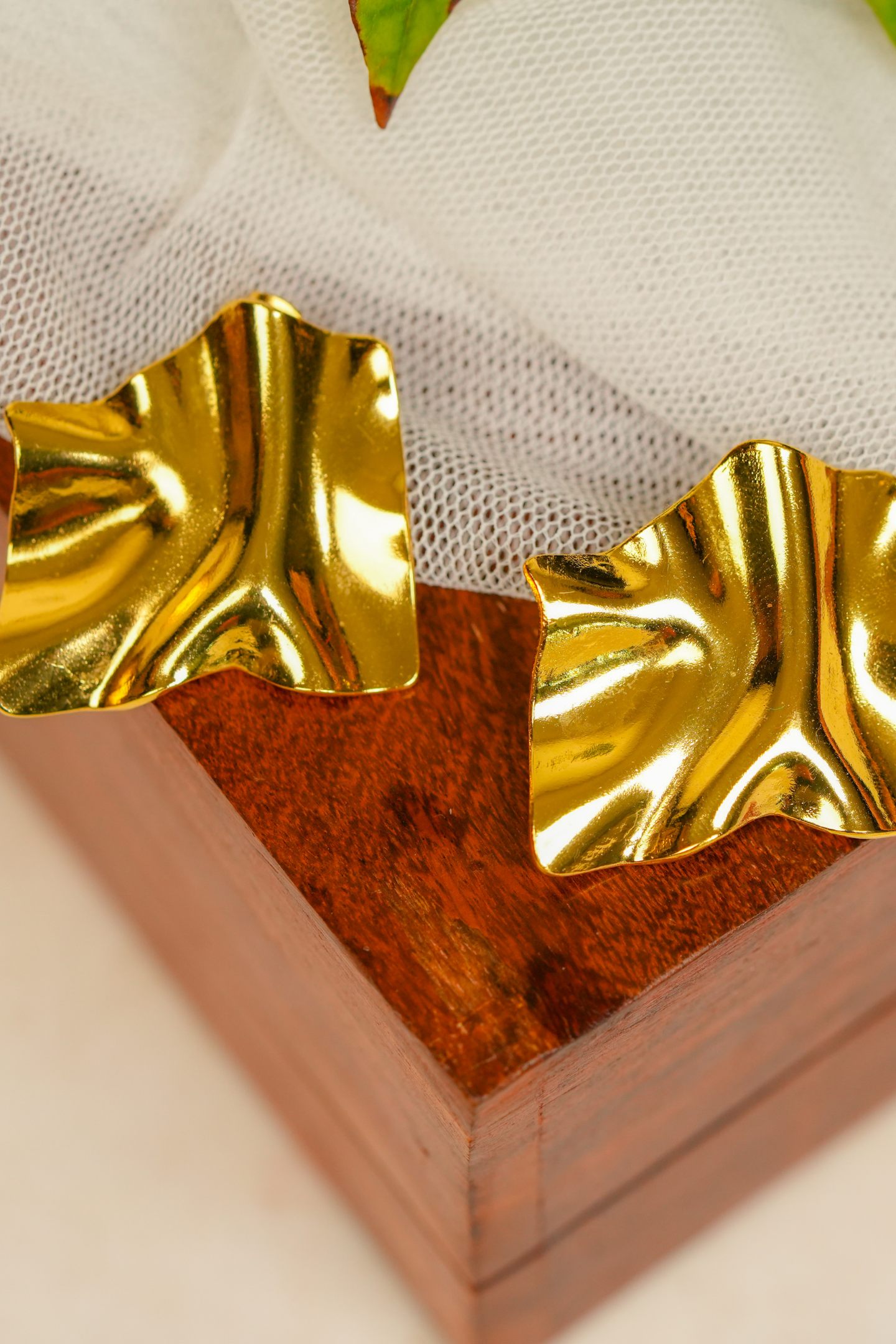 Gold-Plated Abstract Textured Earring