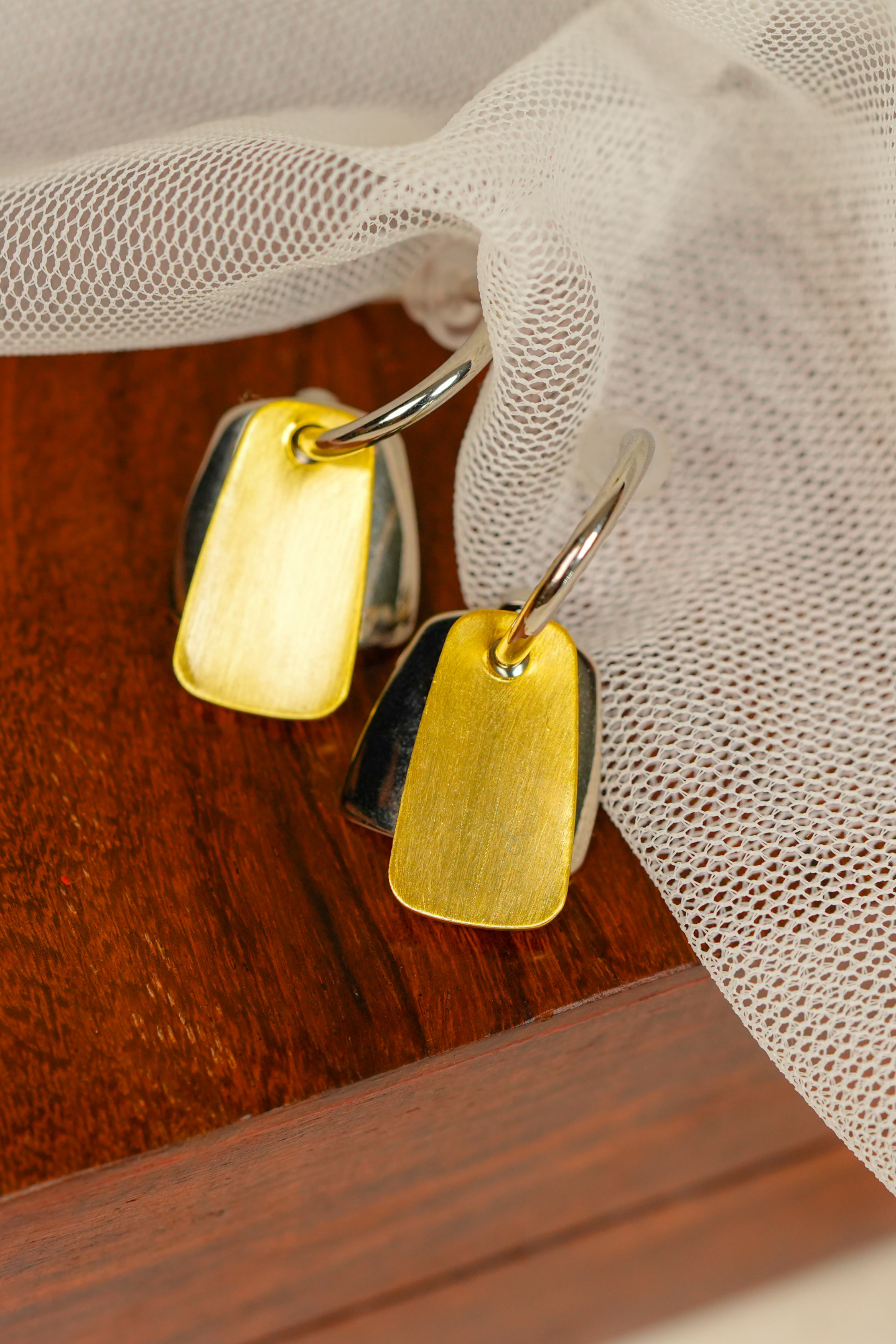 Trendy Dual-Tone Dangle Earring – Gold & Silver-Plated