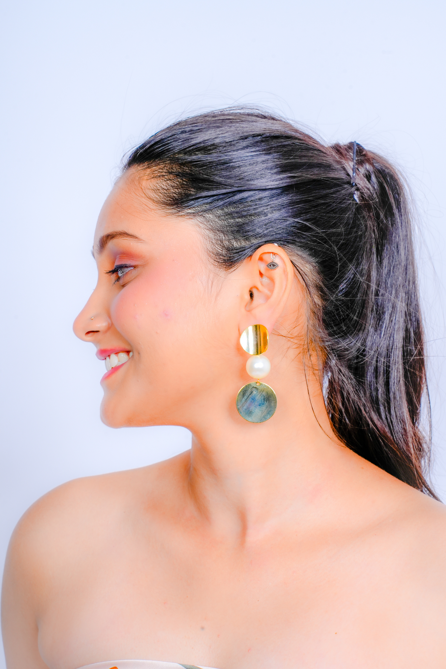 Gold-Plated Pearl Drop Earring