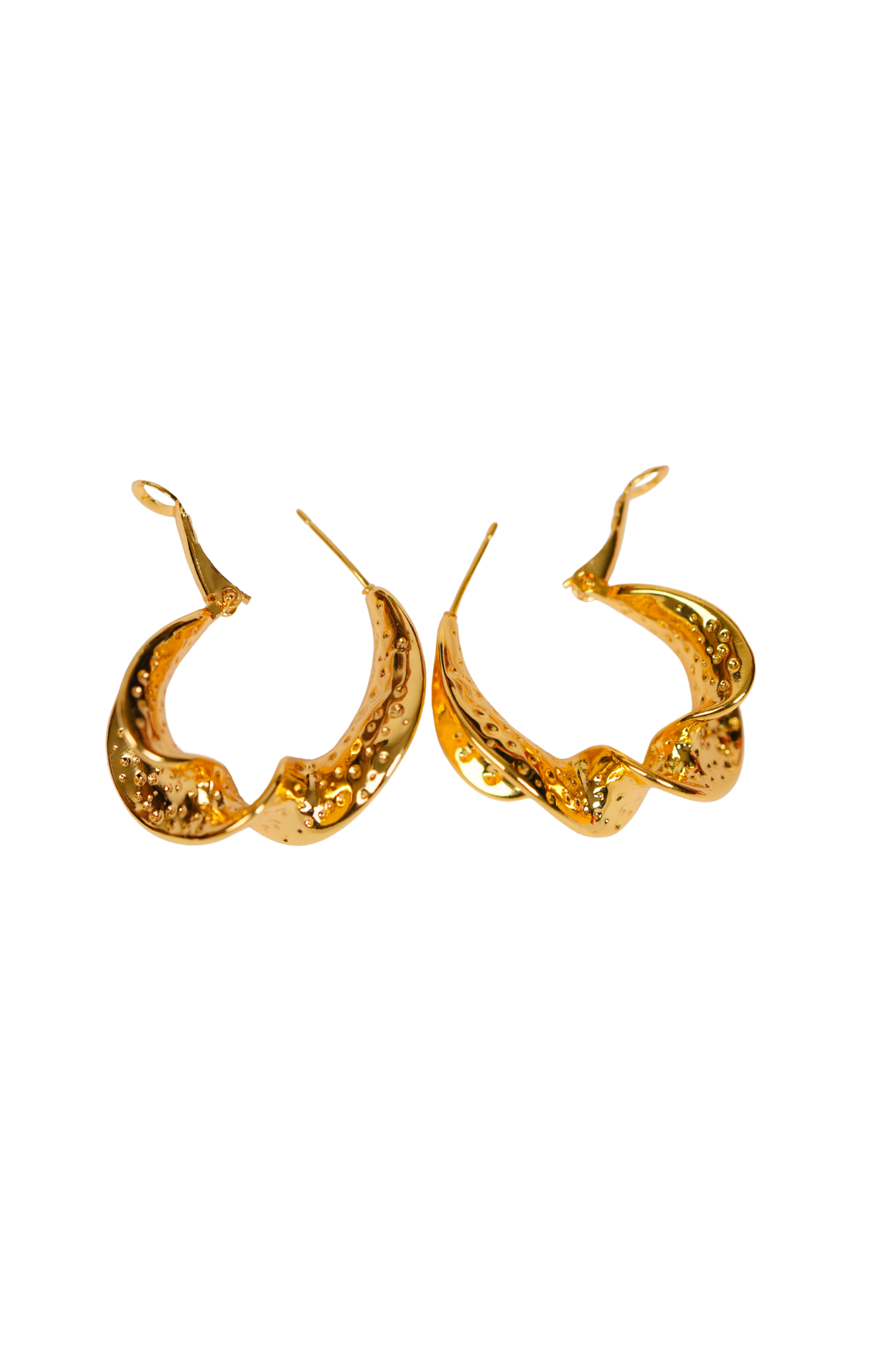 Gold-Plated Textured Hoop Earring