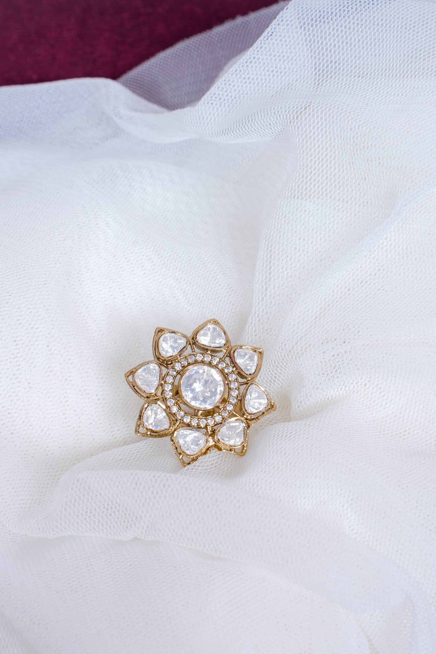 Gold-Plated Kundan Statement Ring