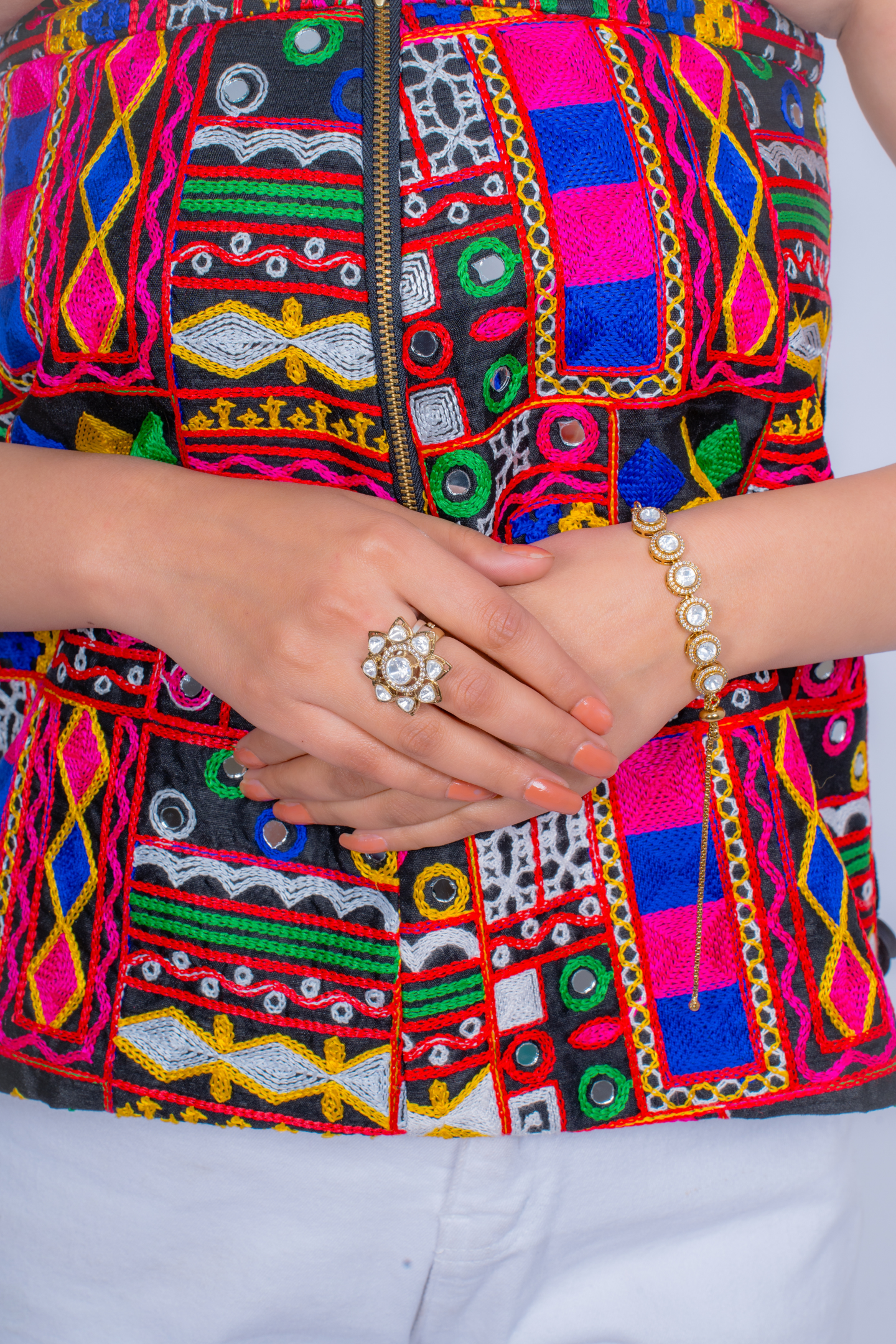 Gold-Plated Kundan Statement Ring