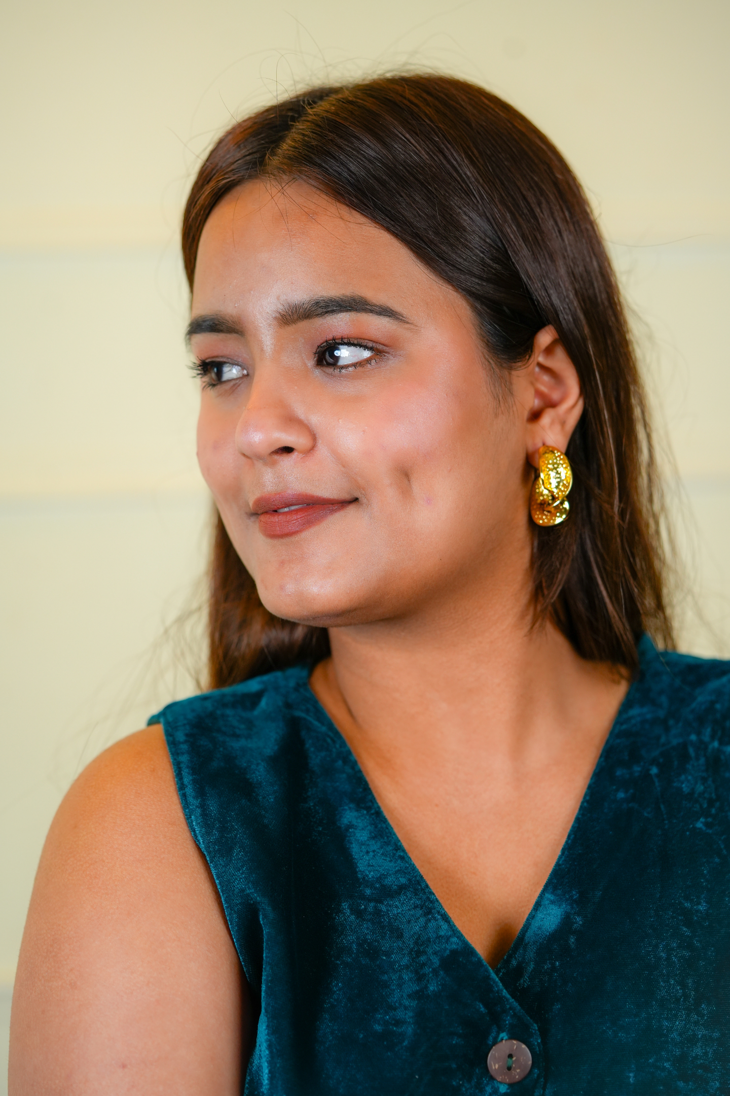 Gold-Plated Textured Hoop Earring