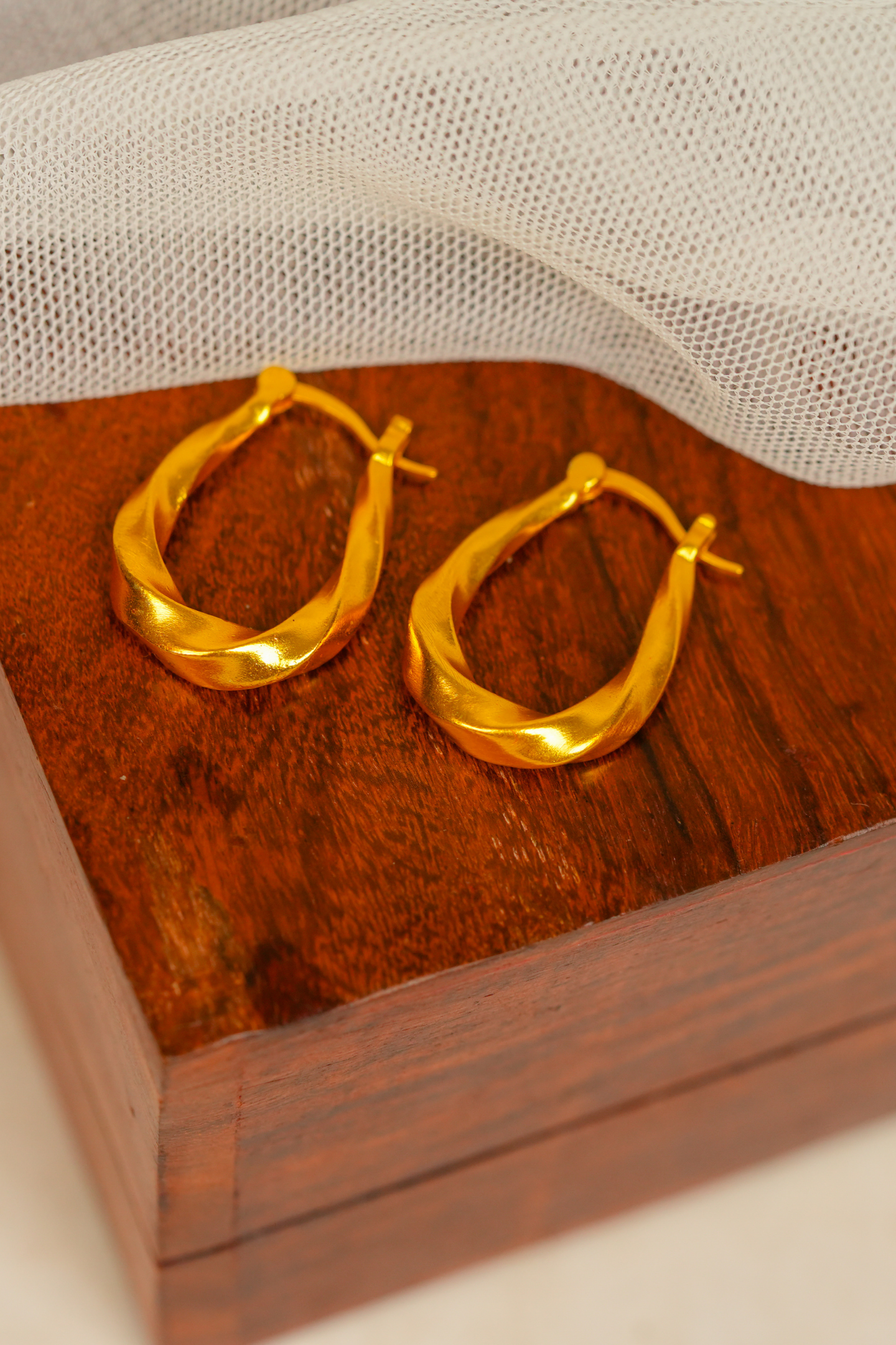 Gold-Plated Twisted Hoop Earring