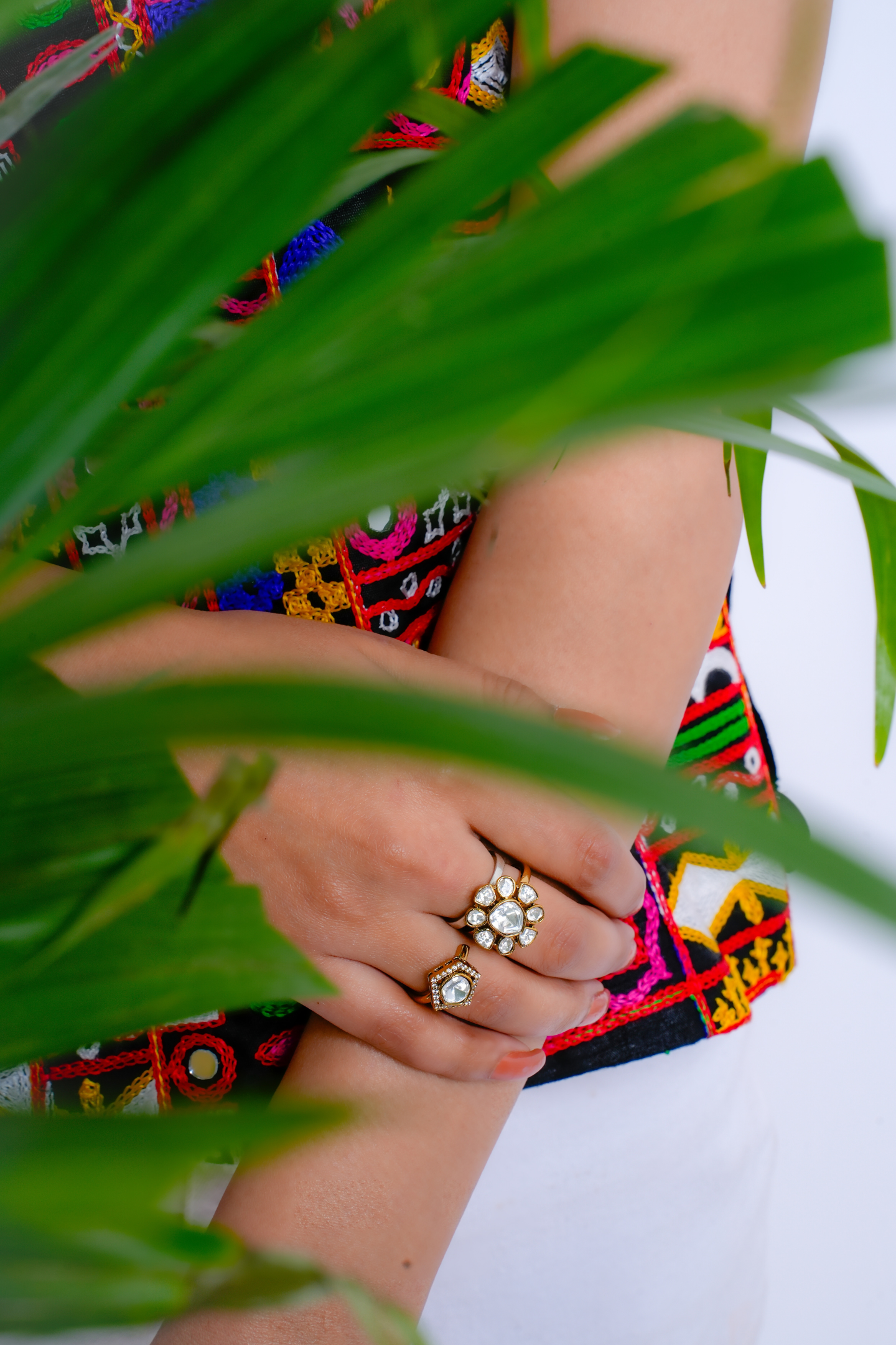 Gold-Plated Kundan Dual Ring