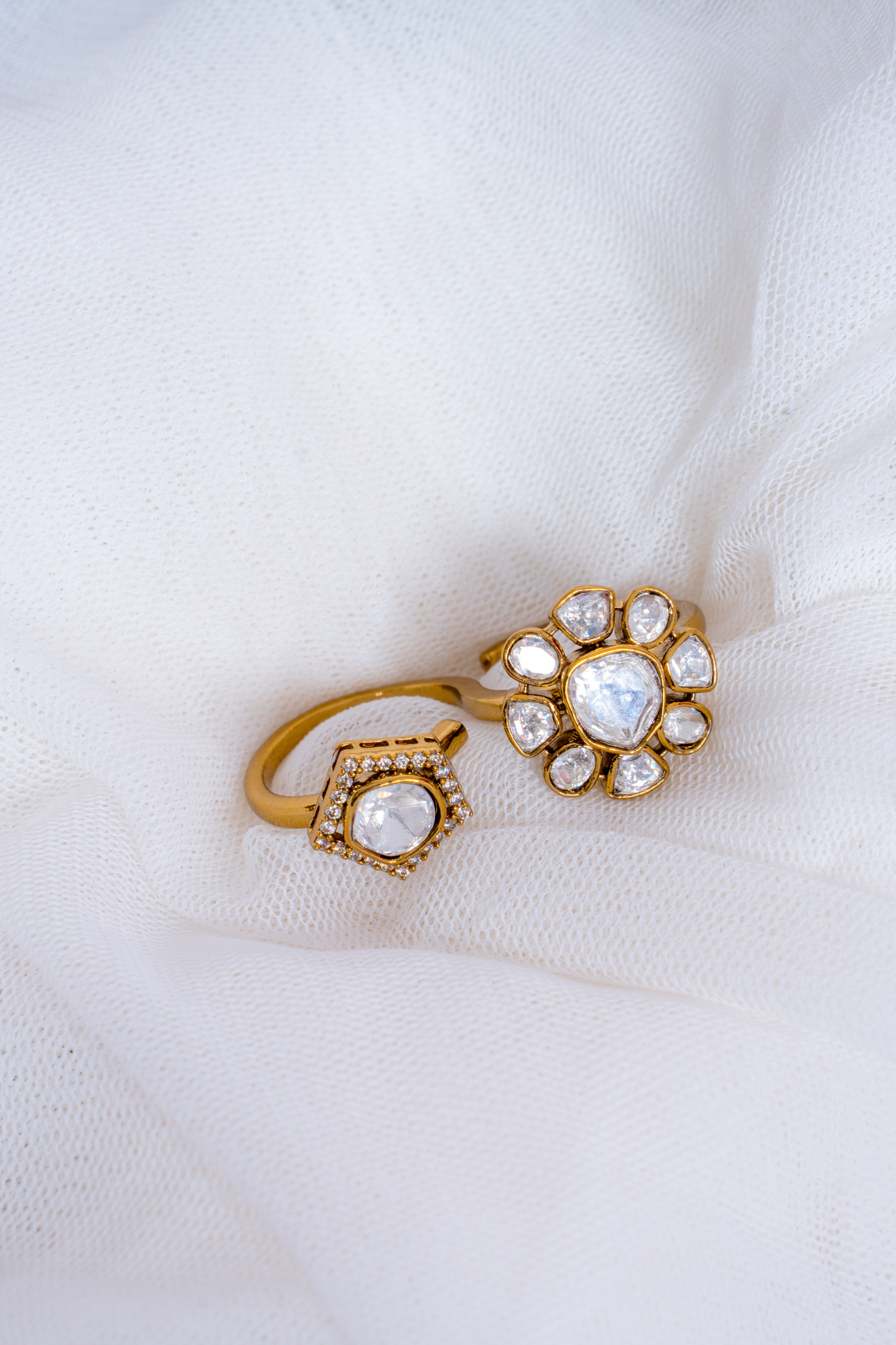 Gold-Plated Kundan Dual Ring