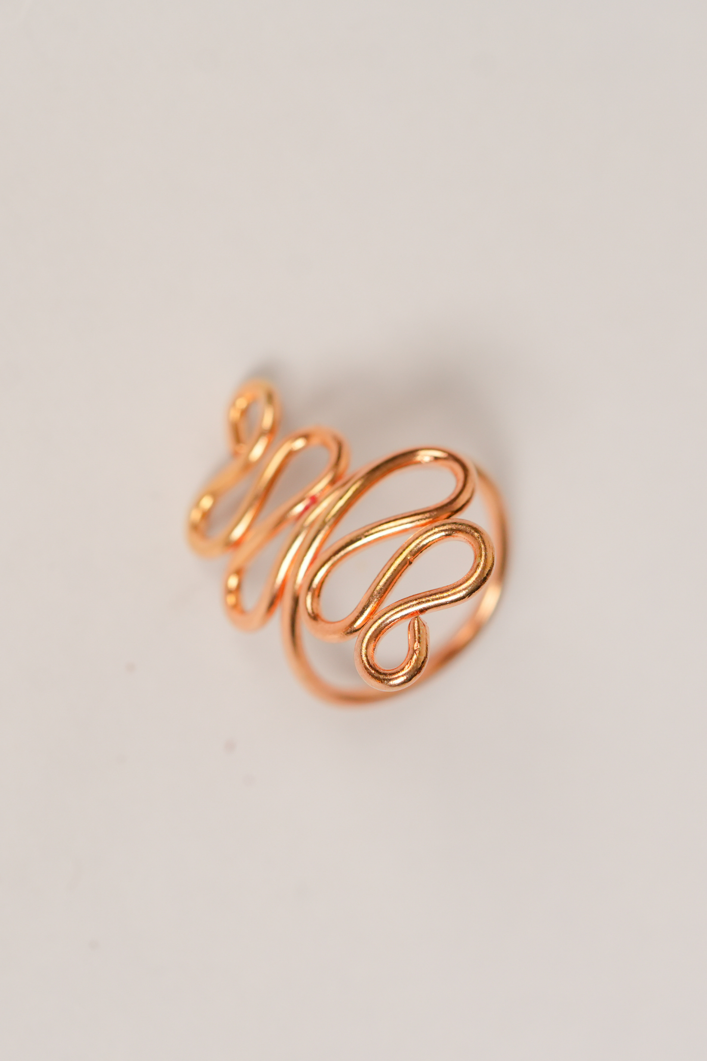 Rose-Gold Wave Design Adjustable Ring