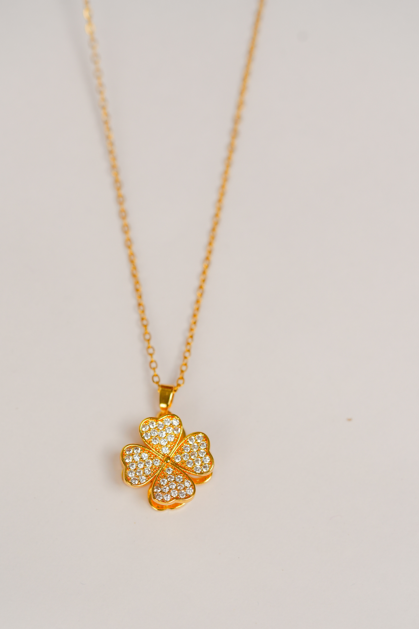 Gold-Plated Reversible Clover & Heart Pendant