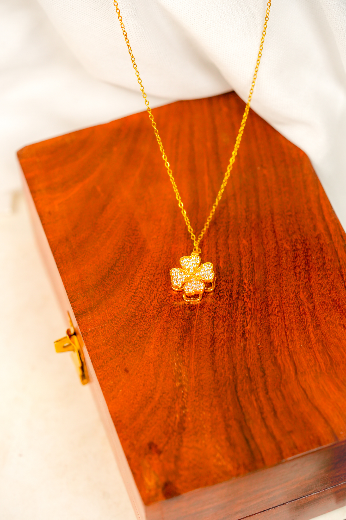 Gold-Plated Reversible Clover & Heart Pendant