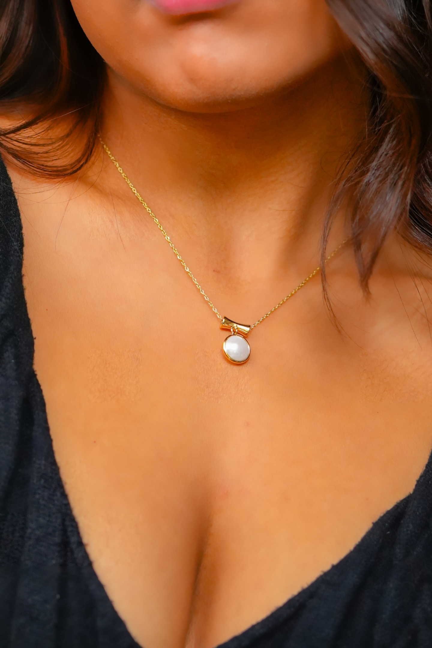 Gold-Plated Pendant with Pearl