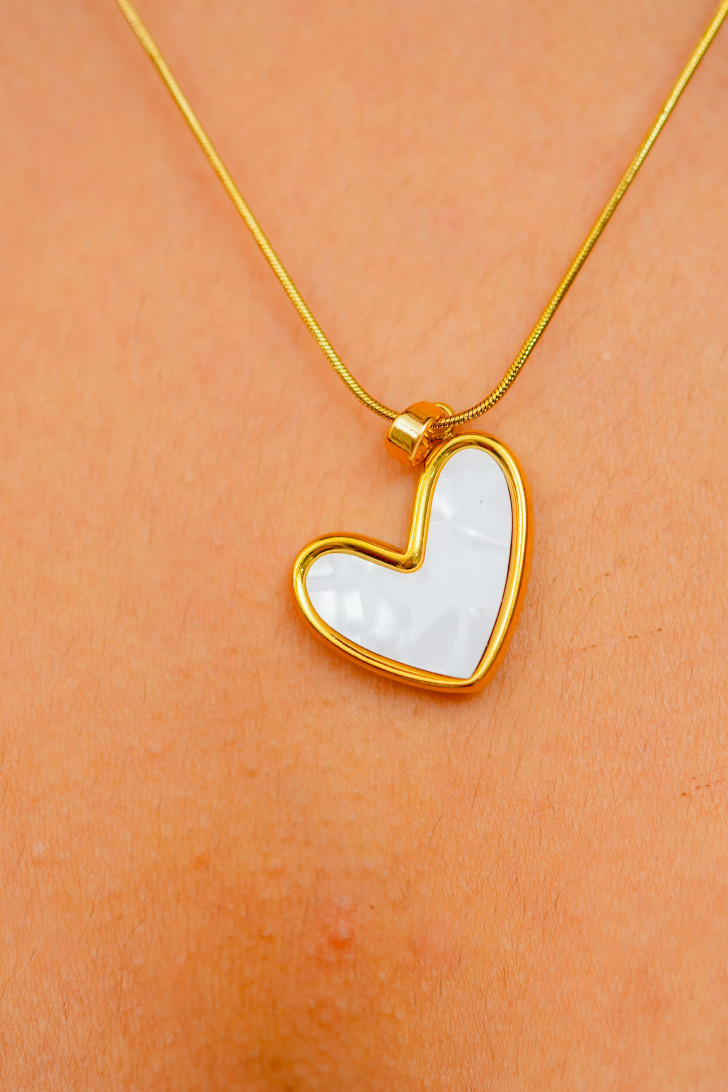 Gold-Plated Hollow Heart Necklace