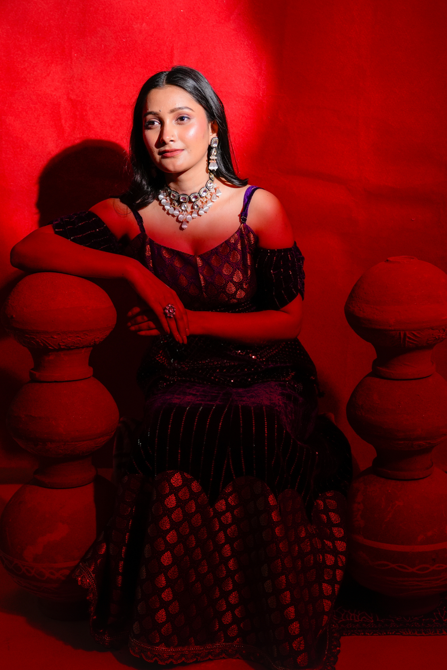 Grey Kundan Polki Choker Necklace