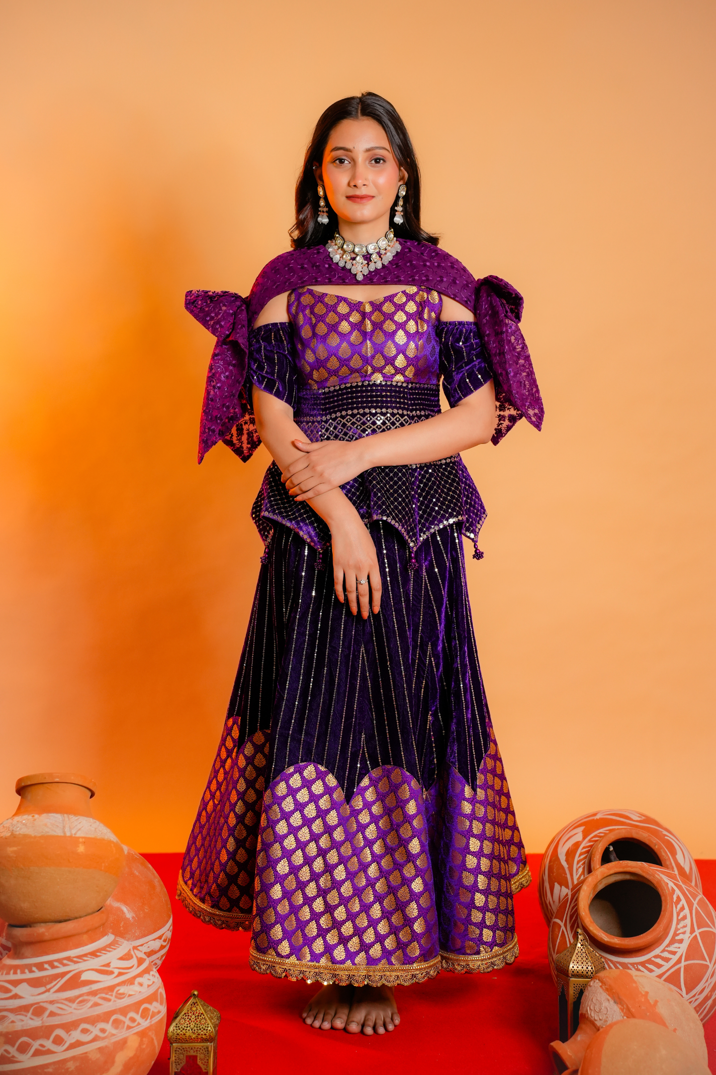 Grey Kundan Polki Choker Necklace