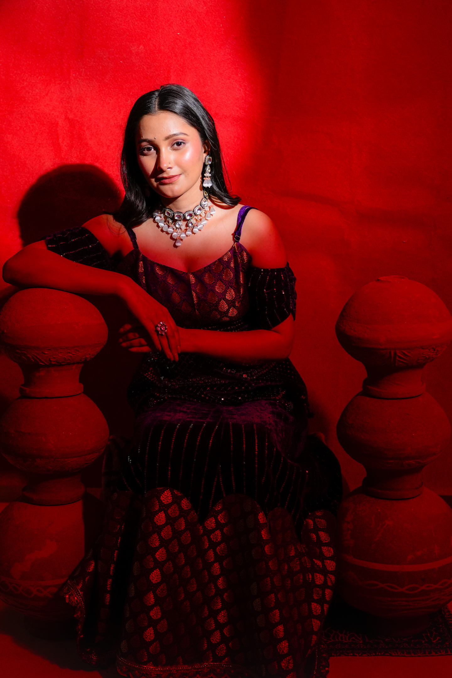 Grey Kundan Polki Choker Necklace