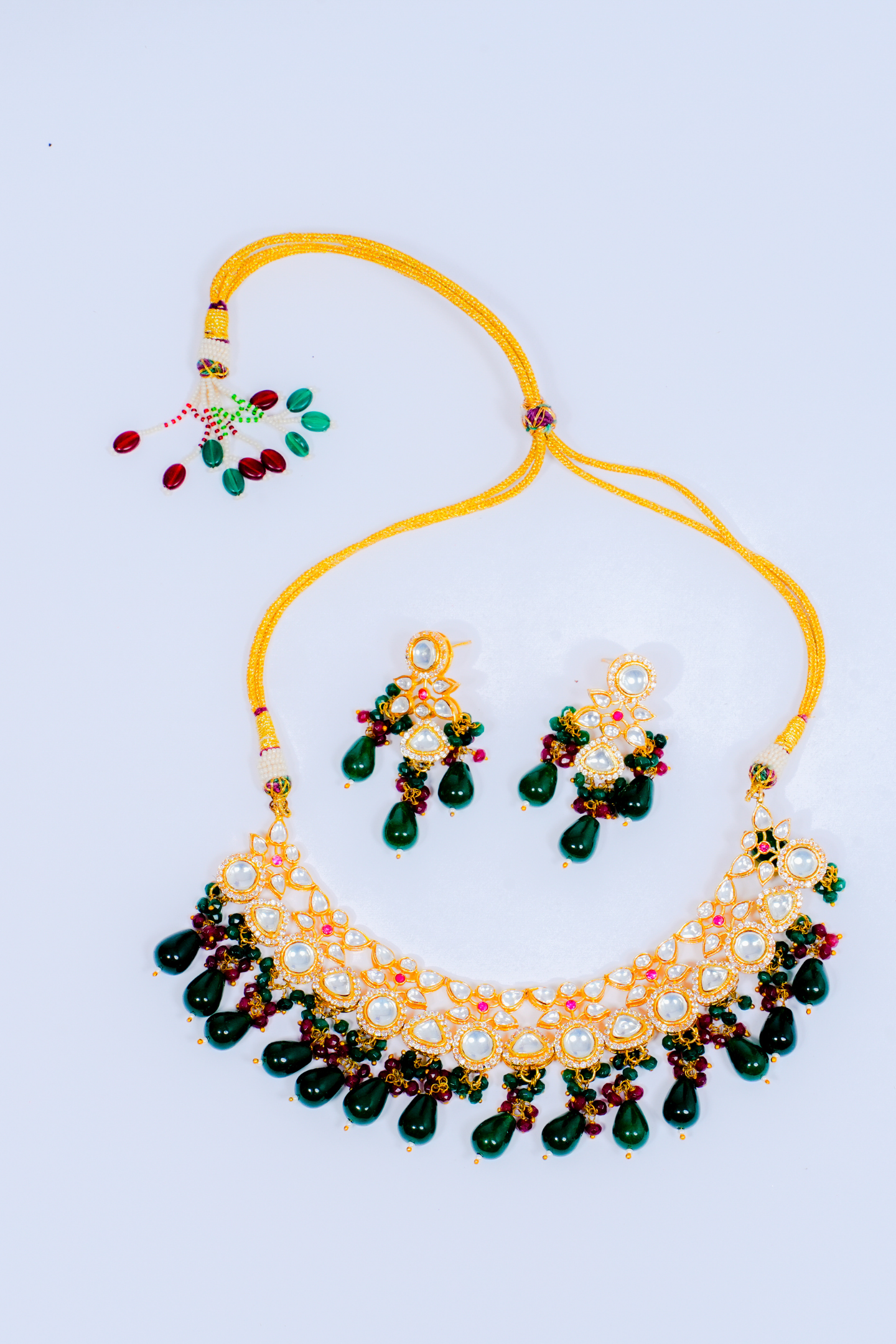Kundan Polki Choker Necklace - Dark Green