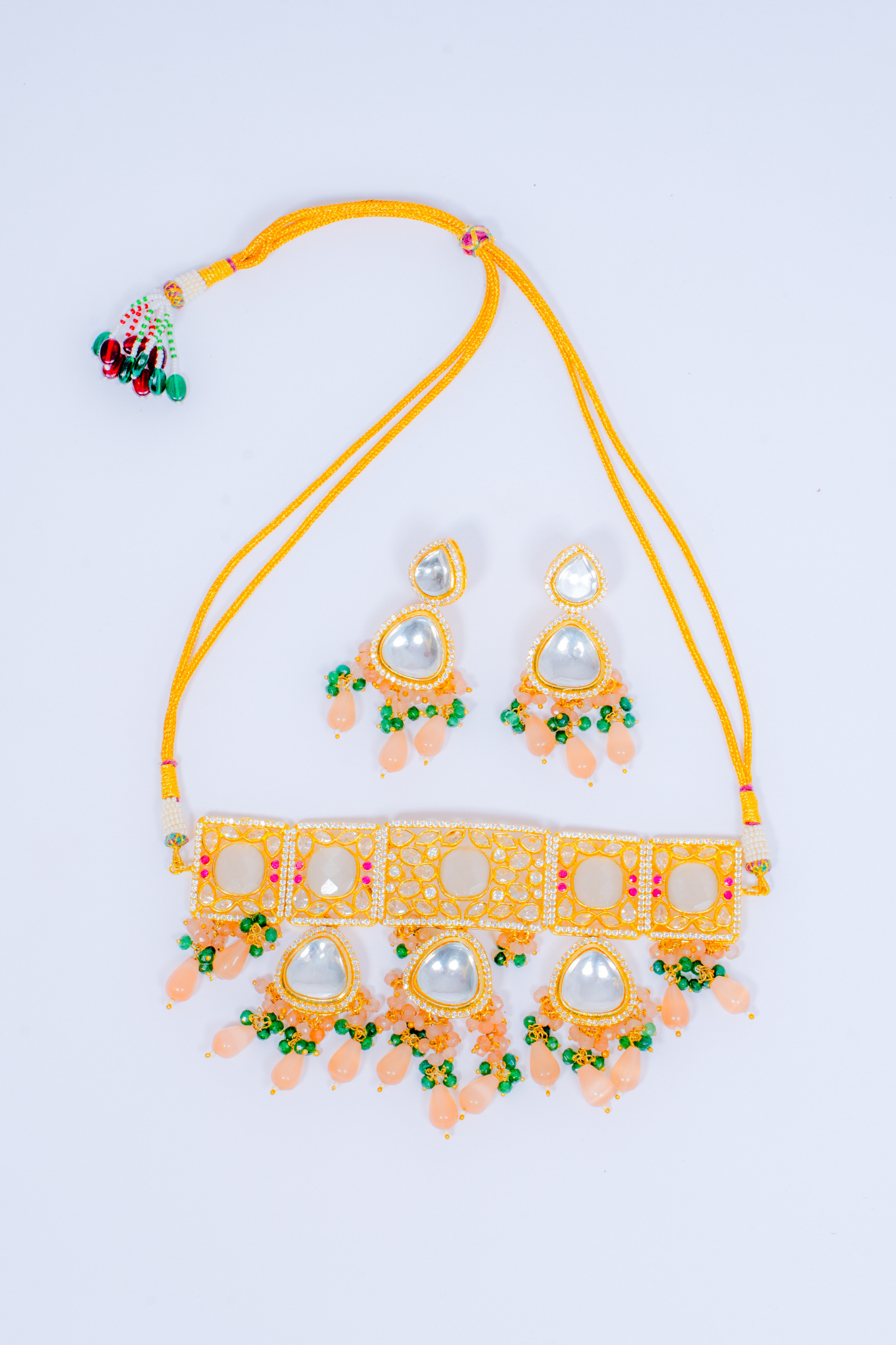 Royal Kundan Polki Pink Stone Choker Necklace
