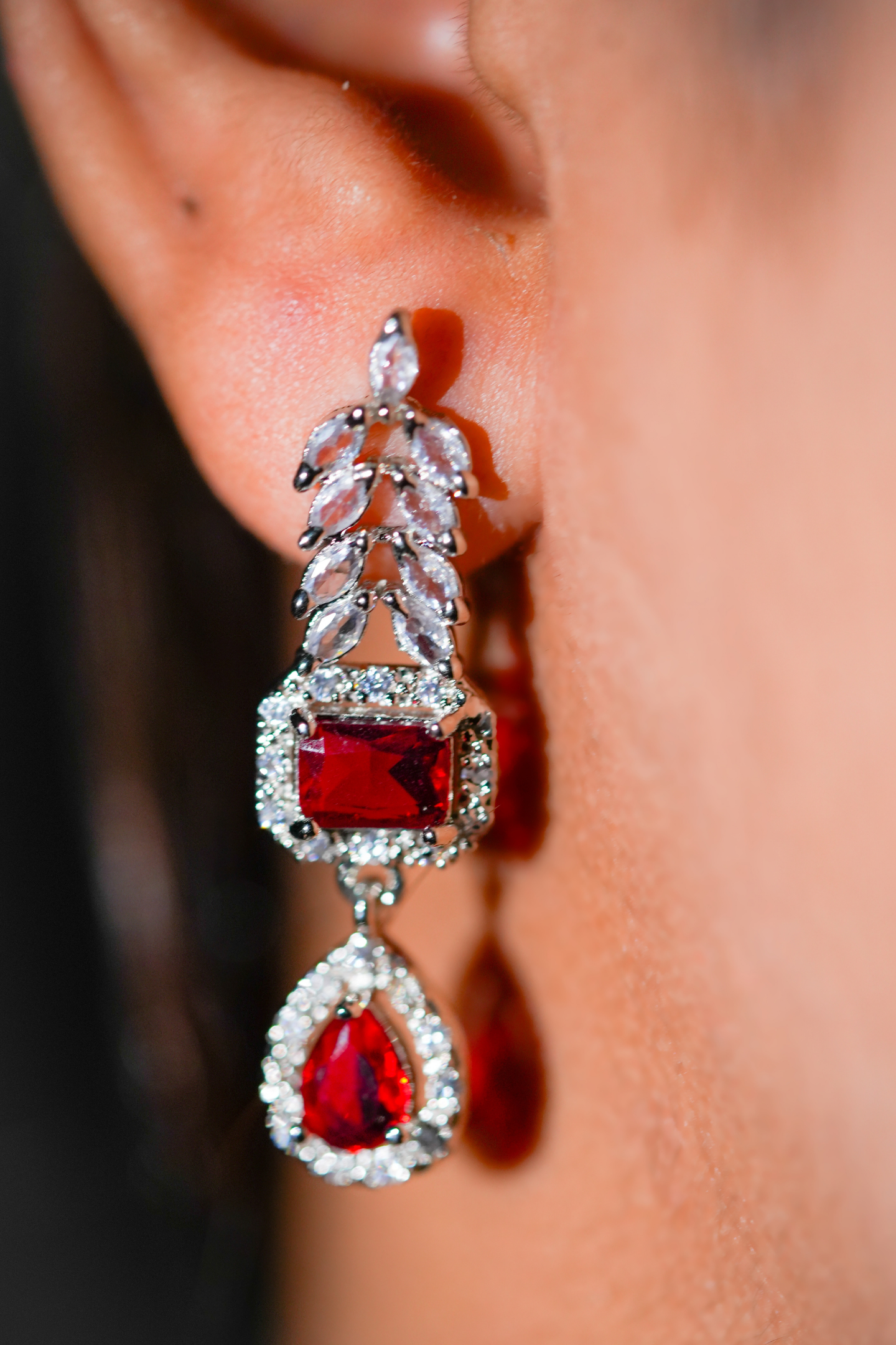 Ruby Red American Diamond Jewellery Set