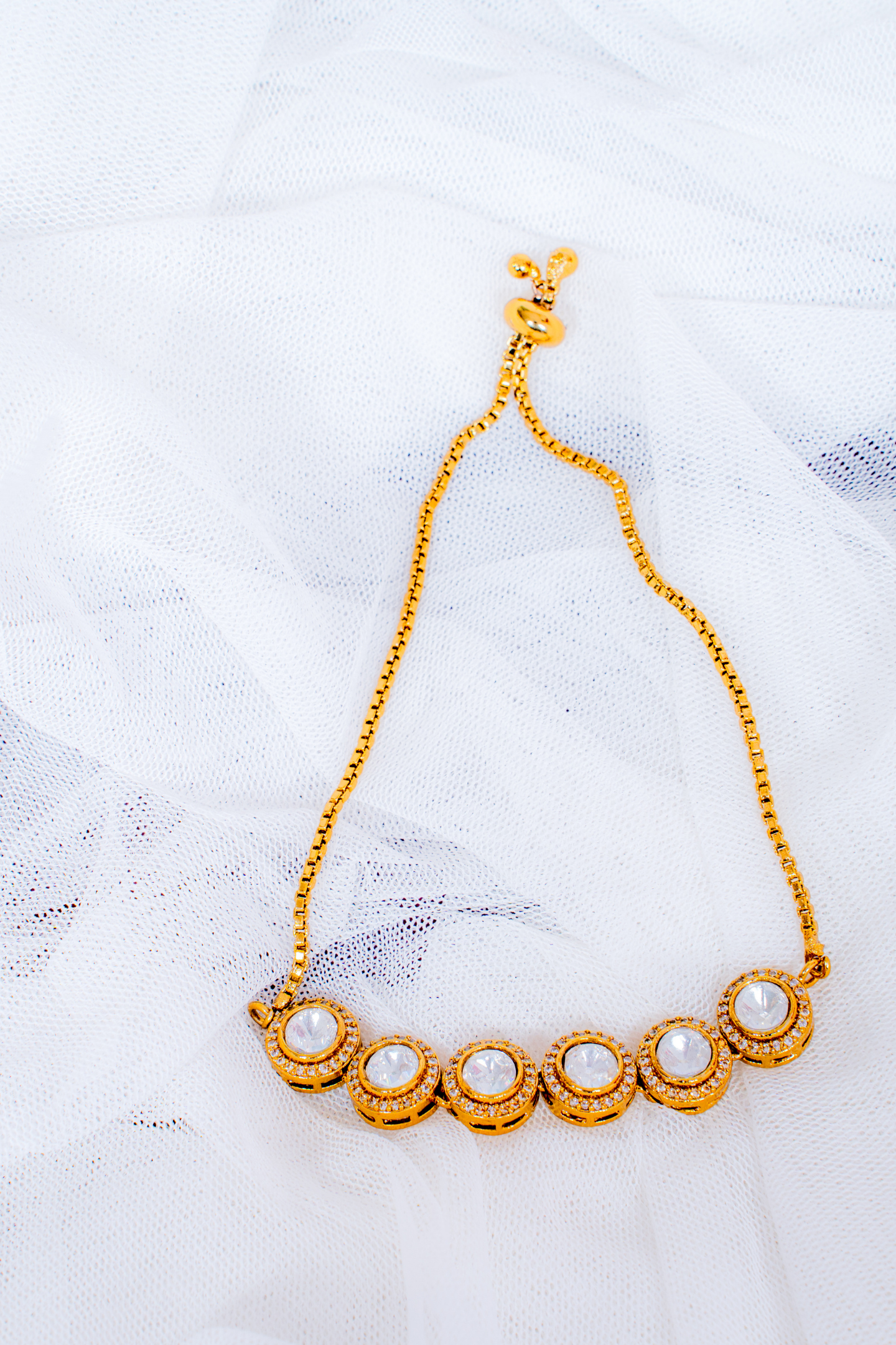 Gold-Plated Kundan Adjustable Bracelet