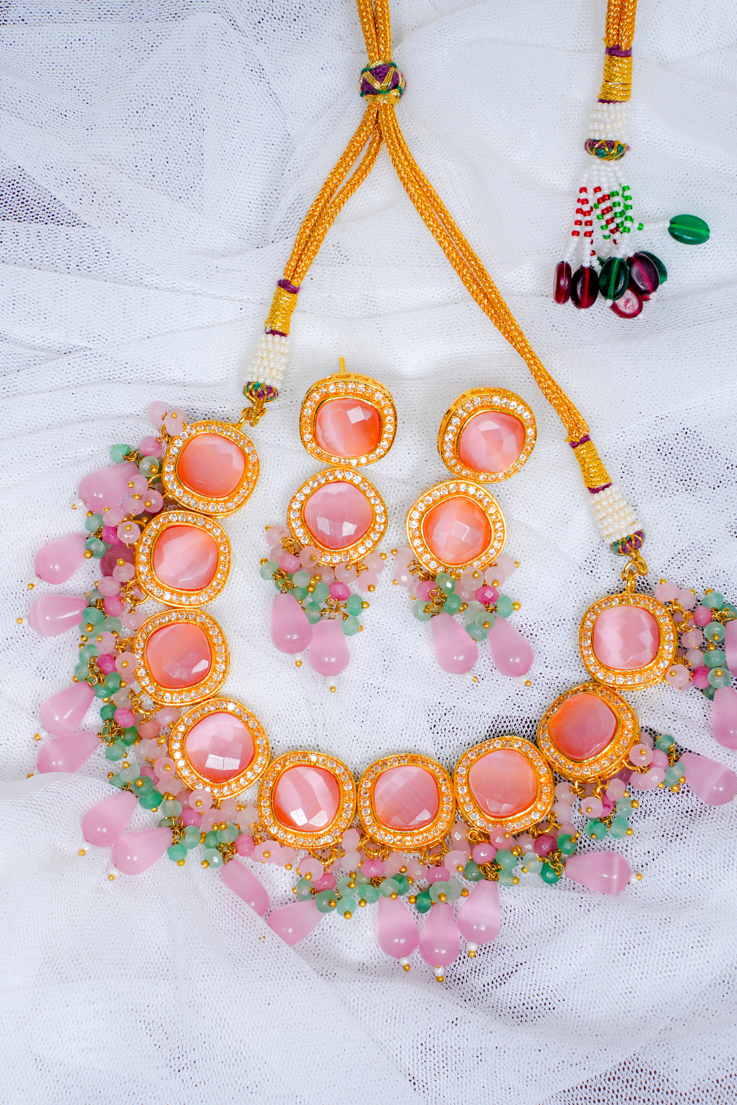 Pink Kundan Polki Choker Necklace