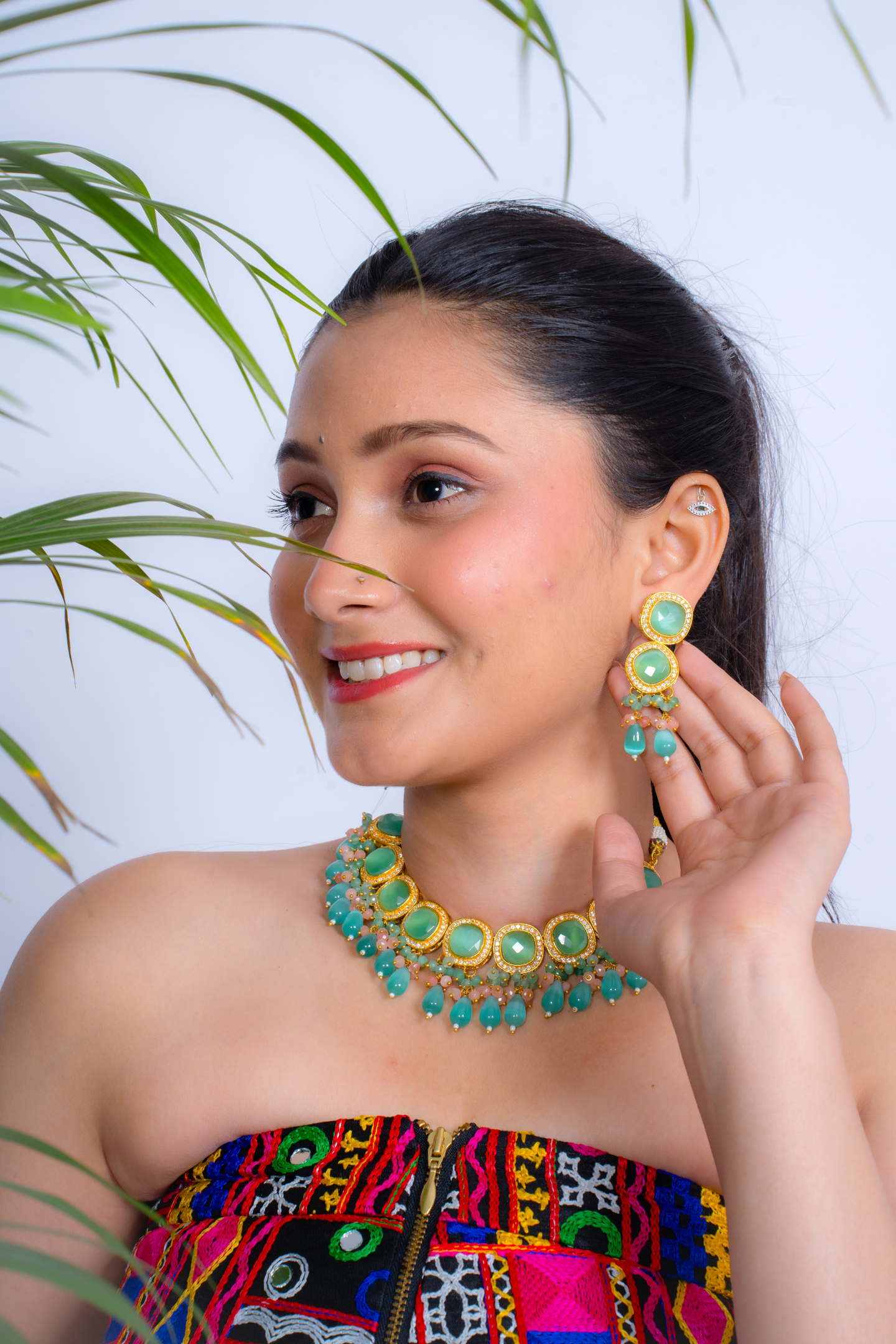 Green Kundan Polki Choker Necklace