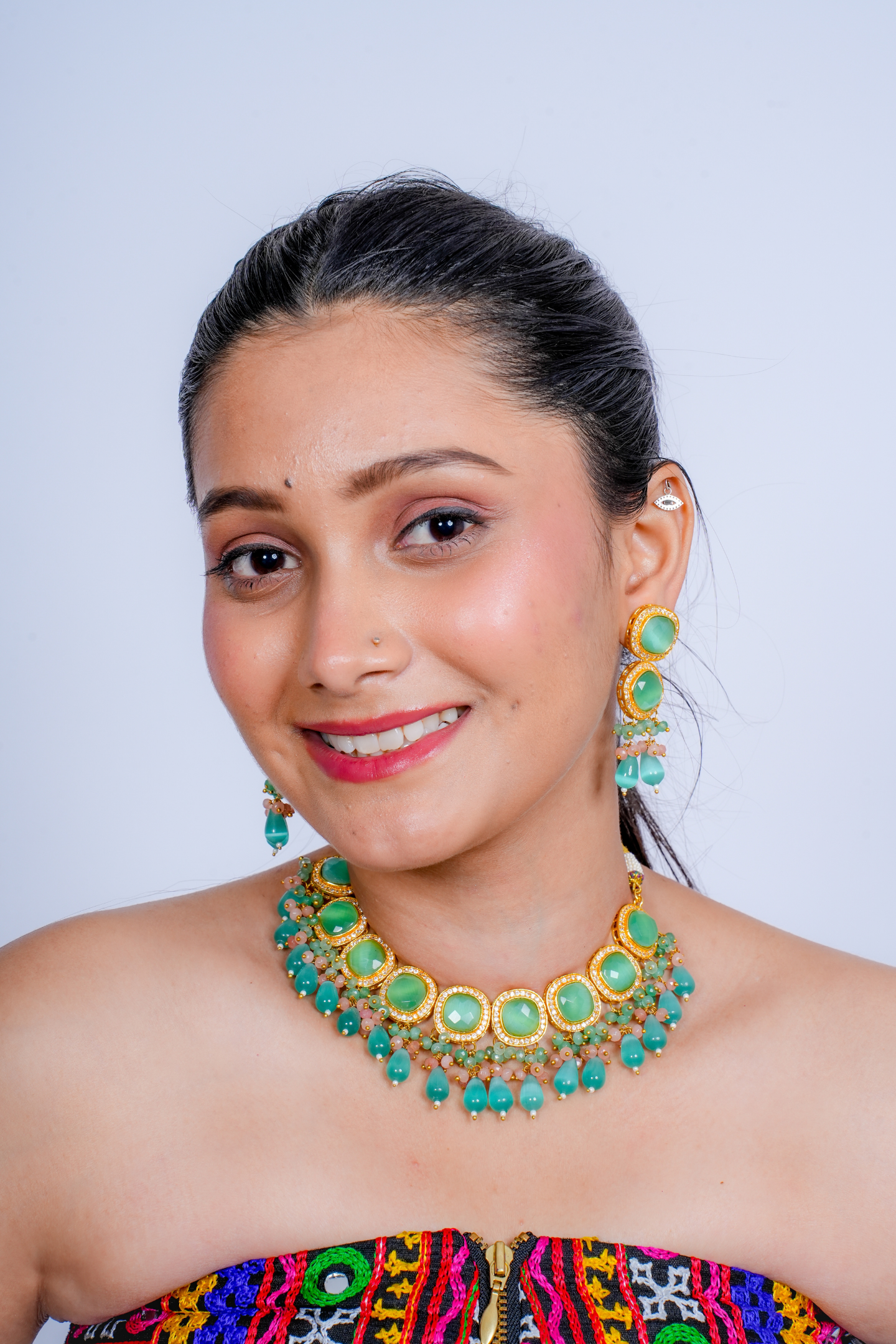 Green Kundan Polki Choker Necklace