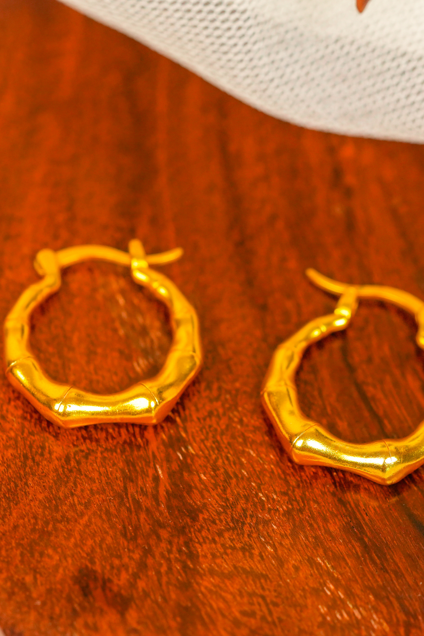 Gold-Plated Bamboo Hoop Earring