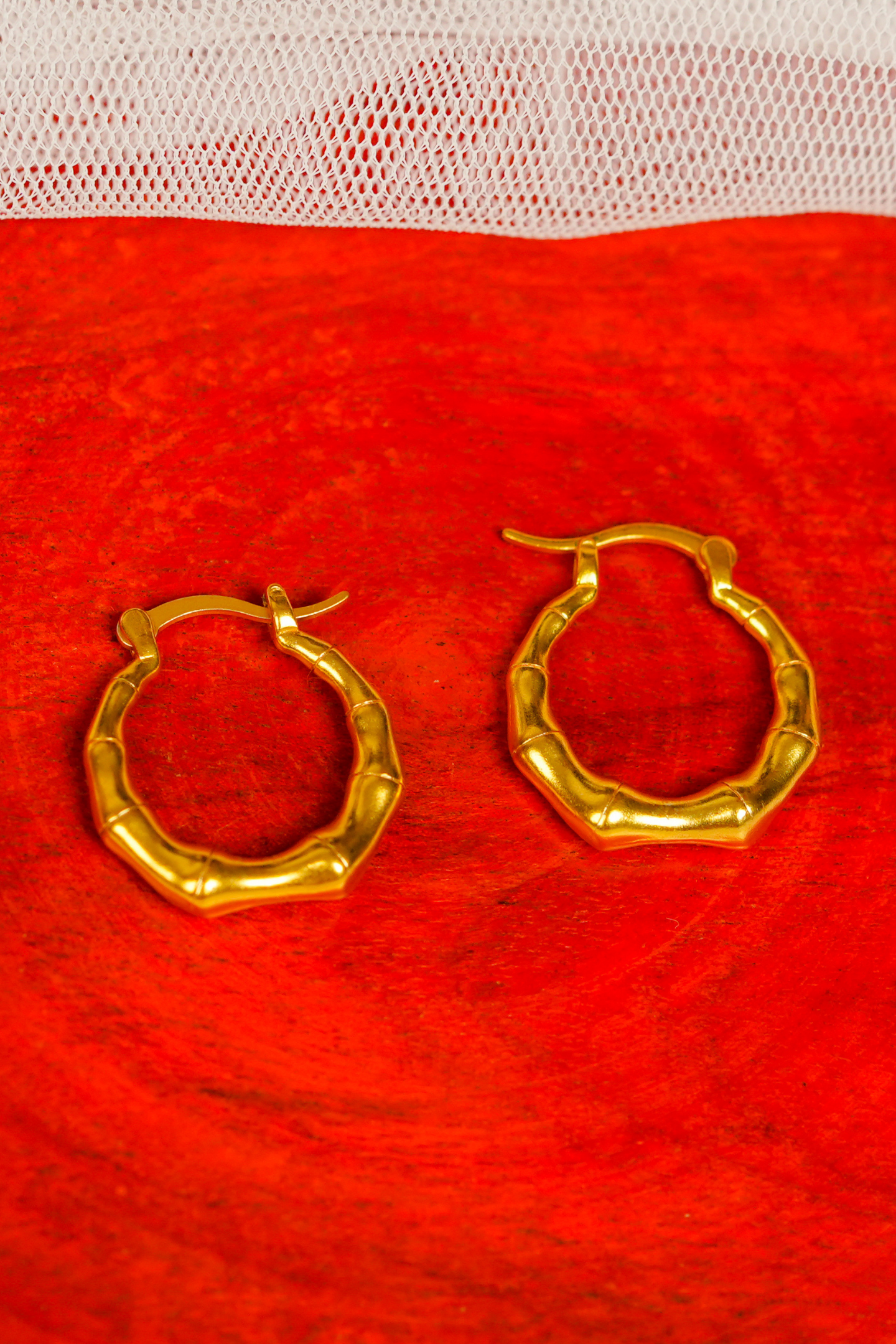 Gold-Plated Bamboo Hoop Earring