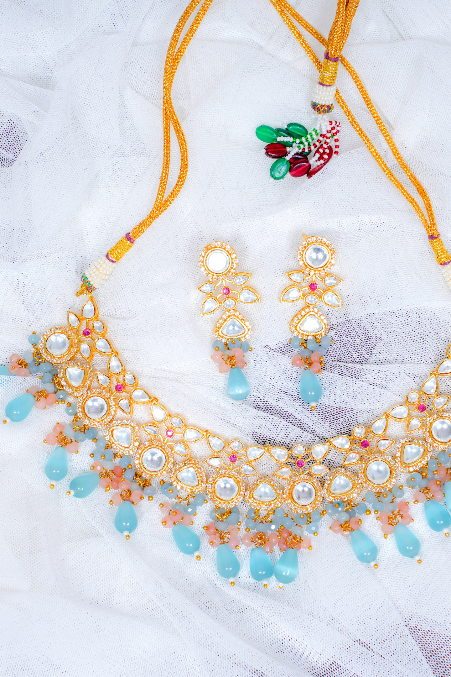 Kundan Polki Choker Necklace - Sea Green