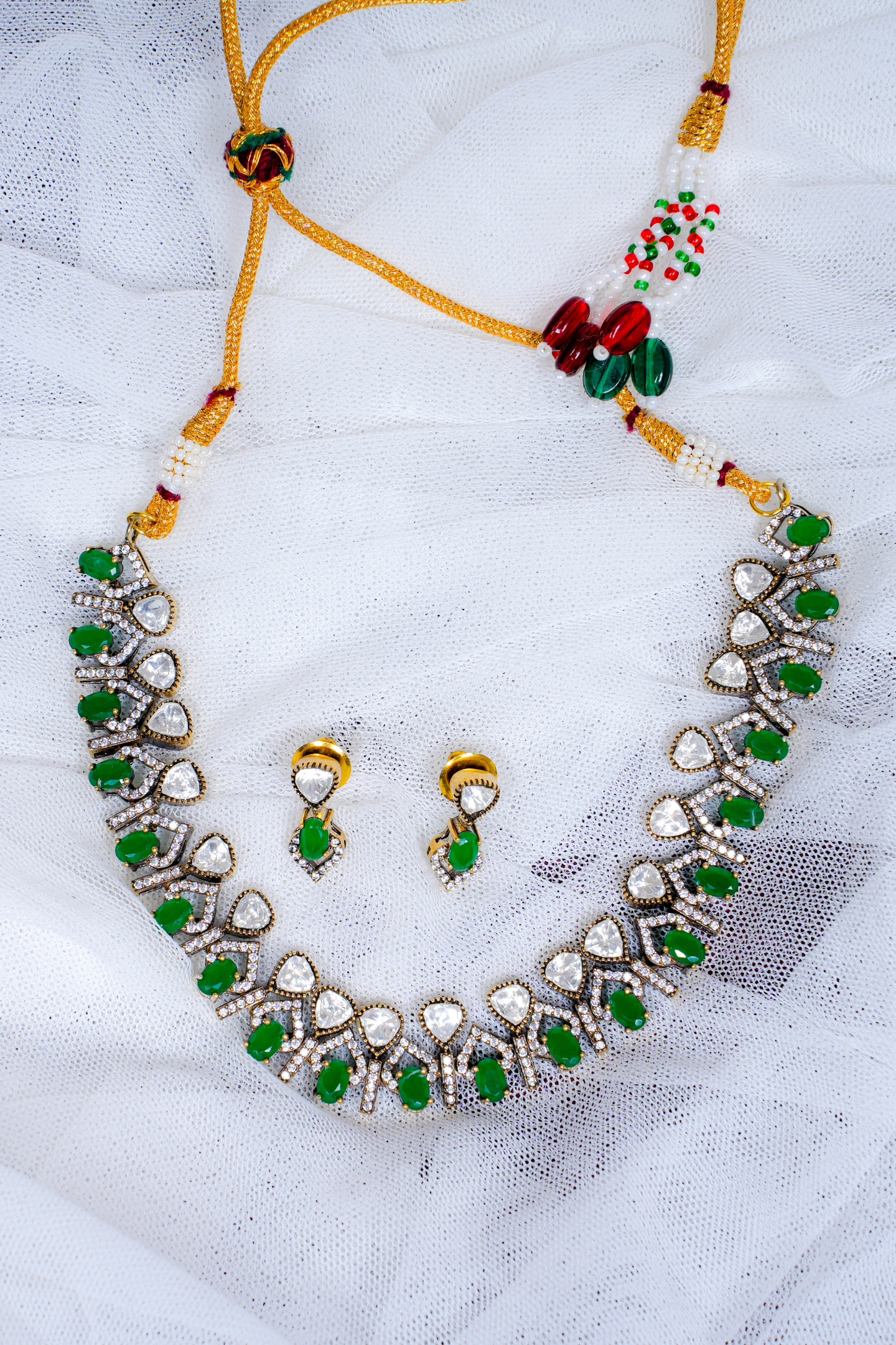 Royal Green Kundan Necklace Set