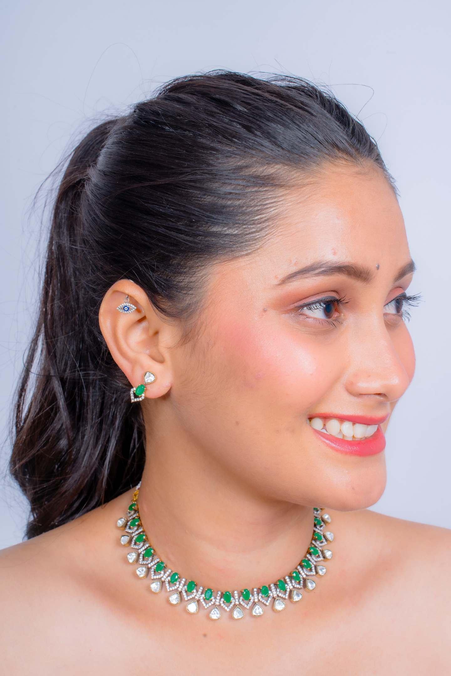 Royal Green Kundan Necklace Set