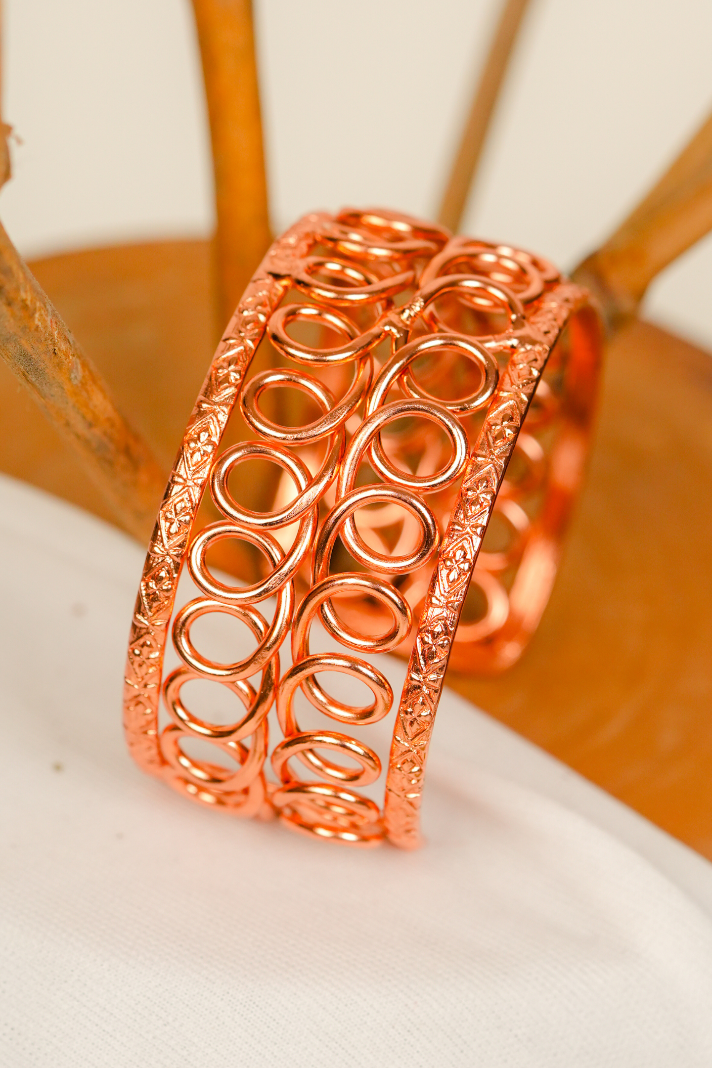 Vintage Rose-Gold Filigree Bracelet