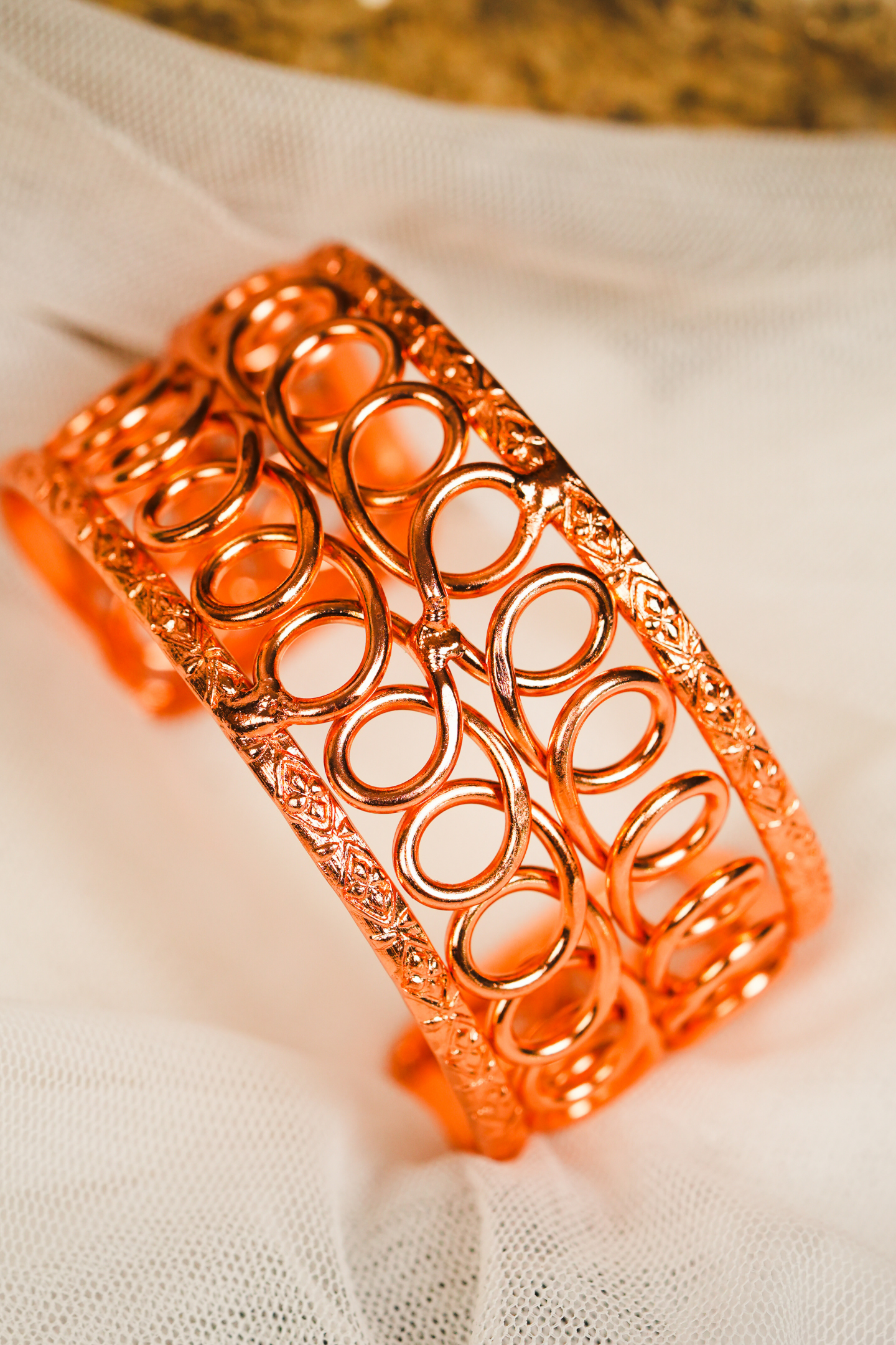 Vintage Rose-Gold Filigree Bracelet