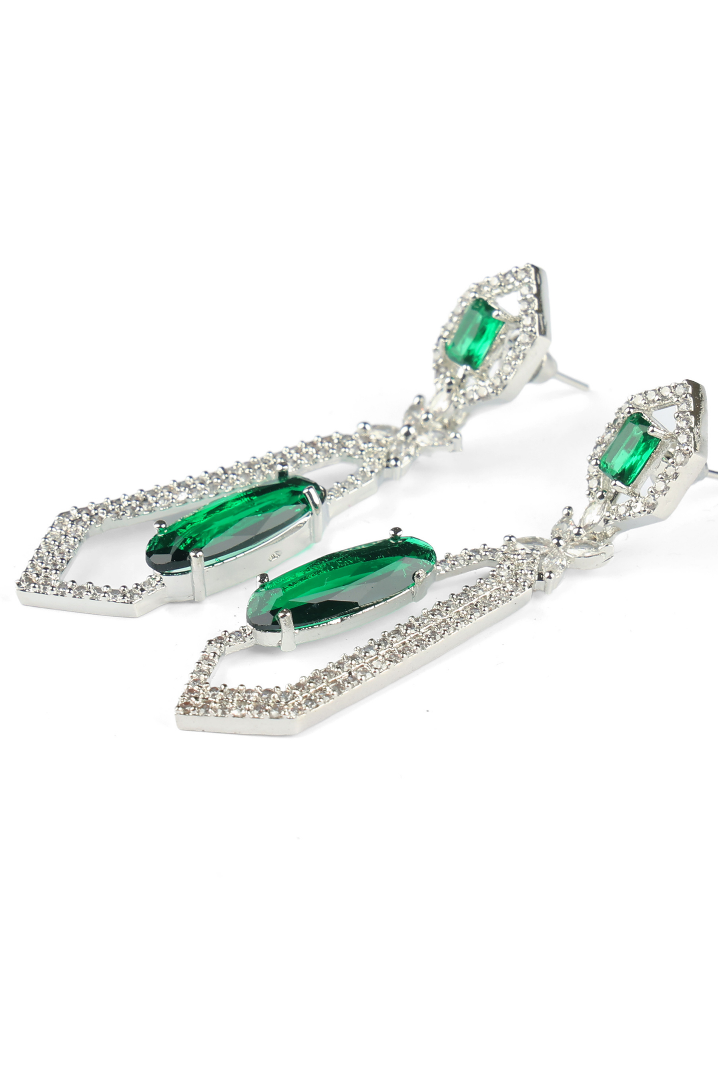 Dangled American Diamond Earrings - Green