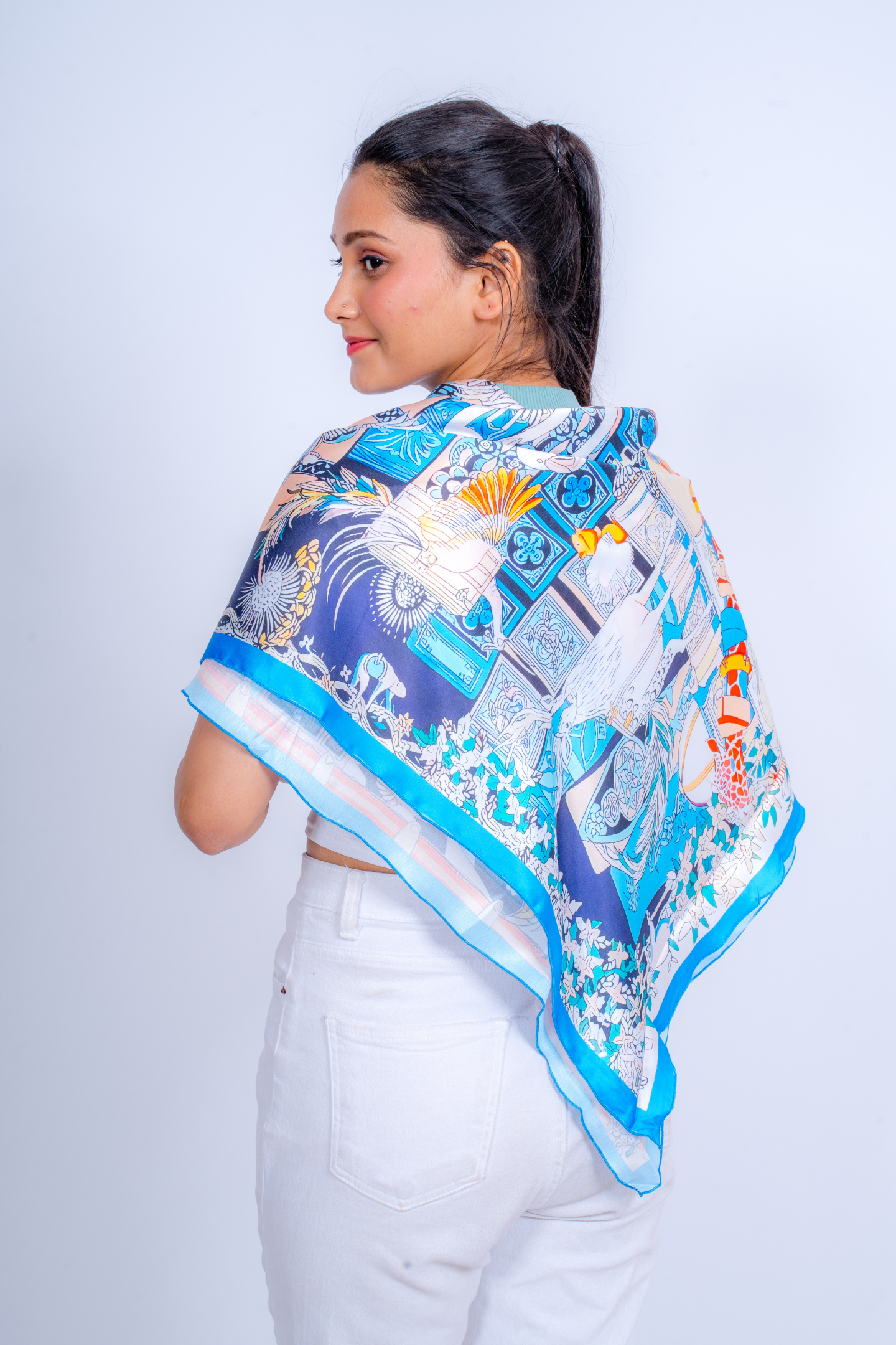 Exotic Birds and Animals Satin Scarf