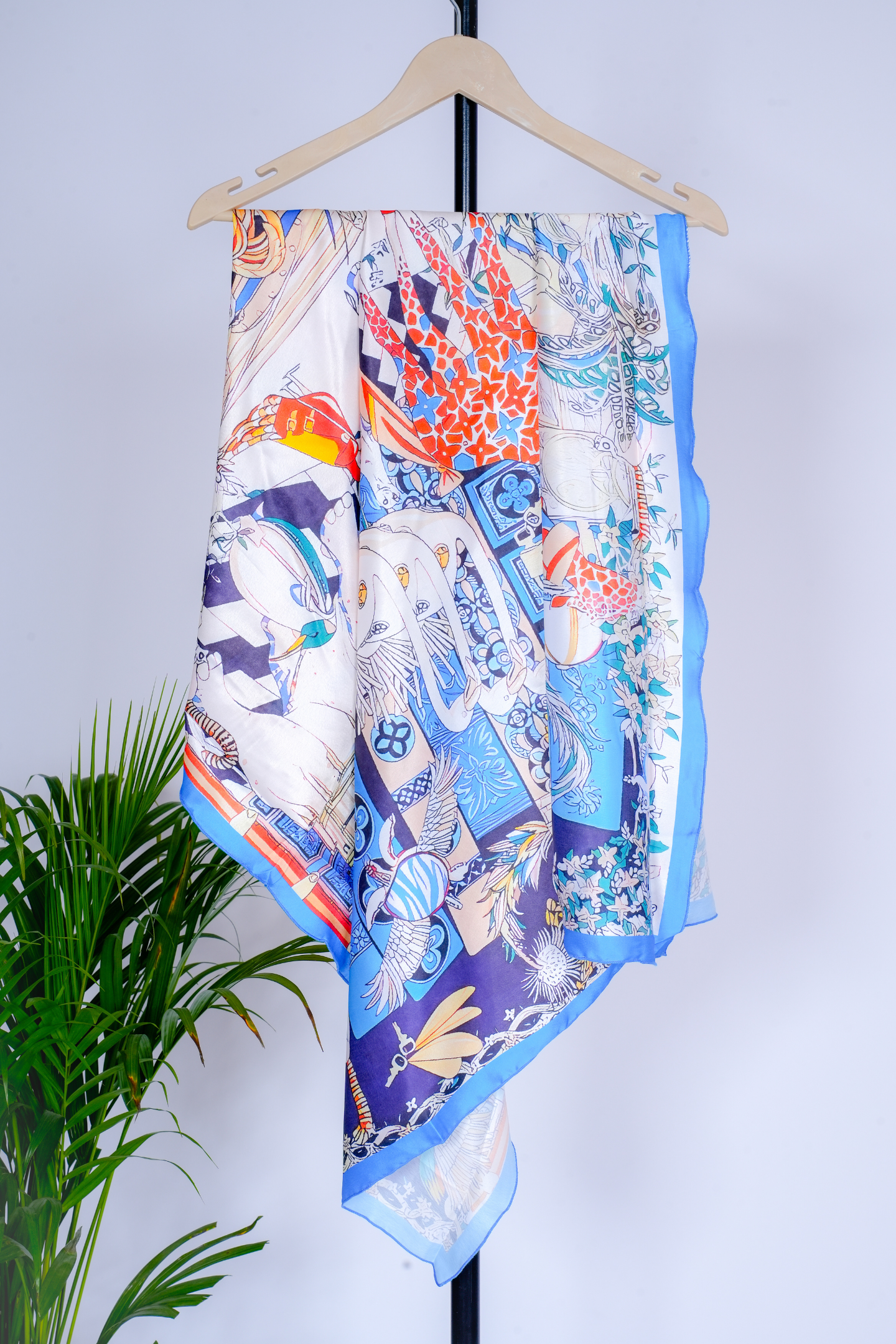 Exotic Birds and Animals Satin Scarf