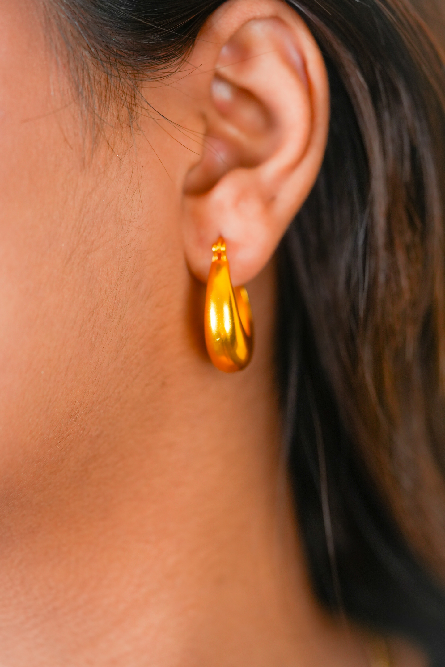 Elegant Gold-Plated Crescent Hoop Earring