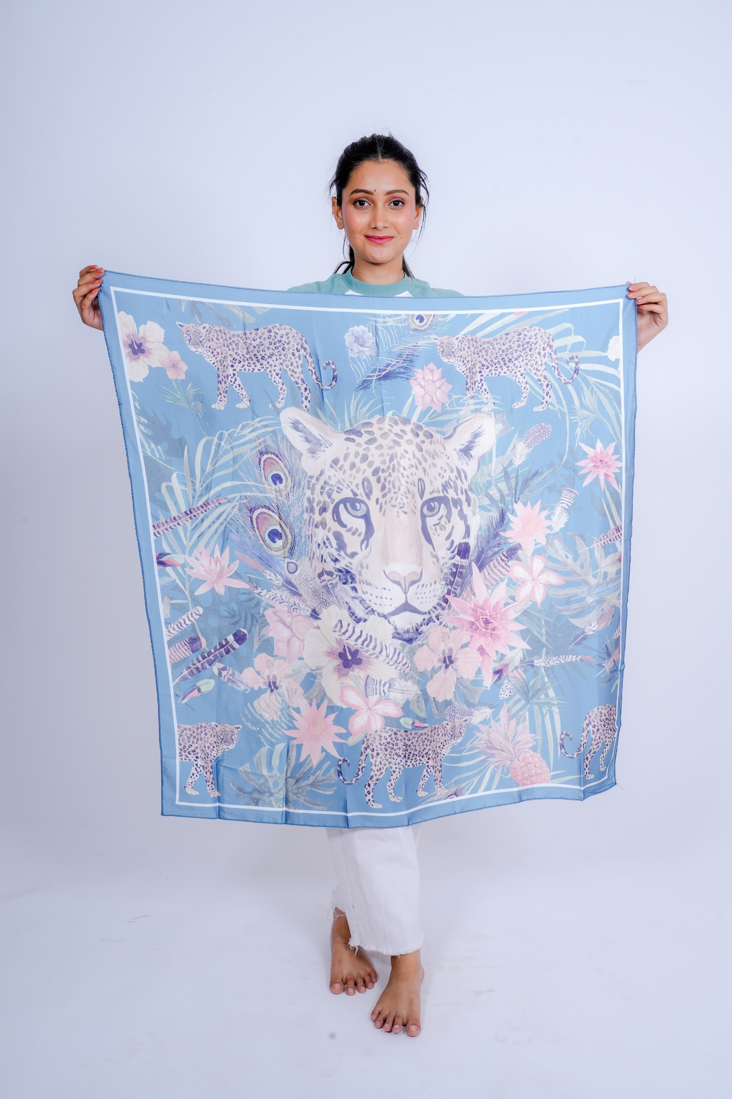 Wild Elegance Leopard Print Satin Scarf