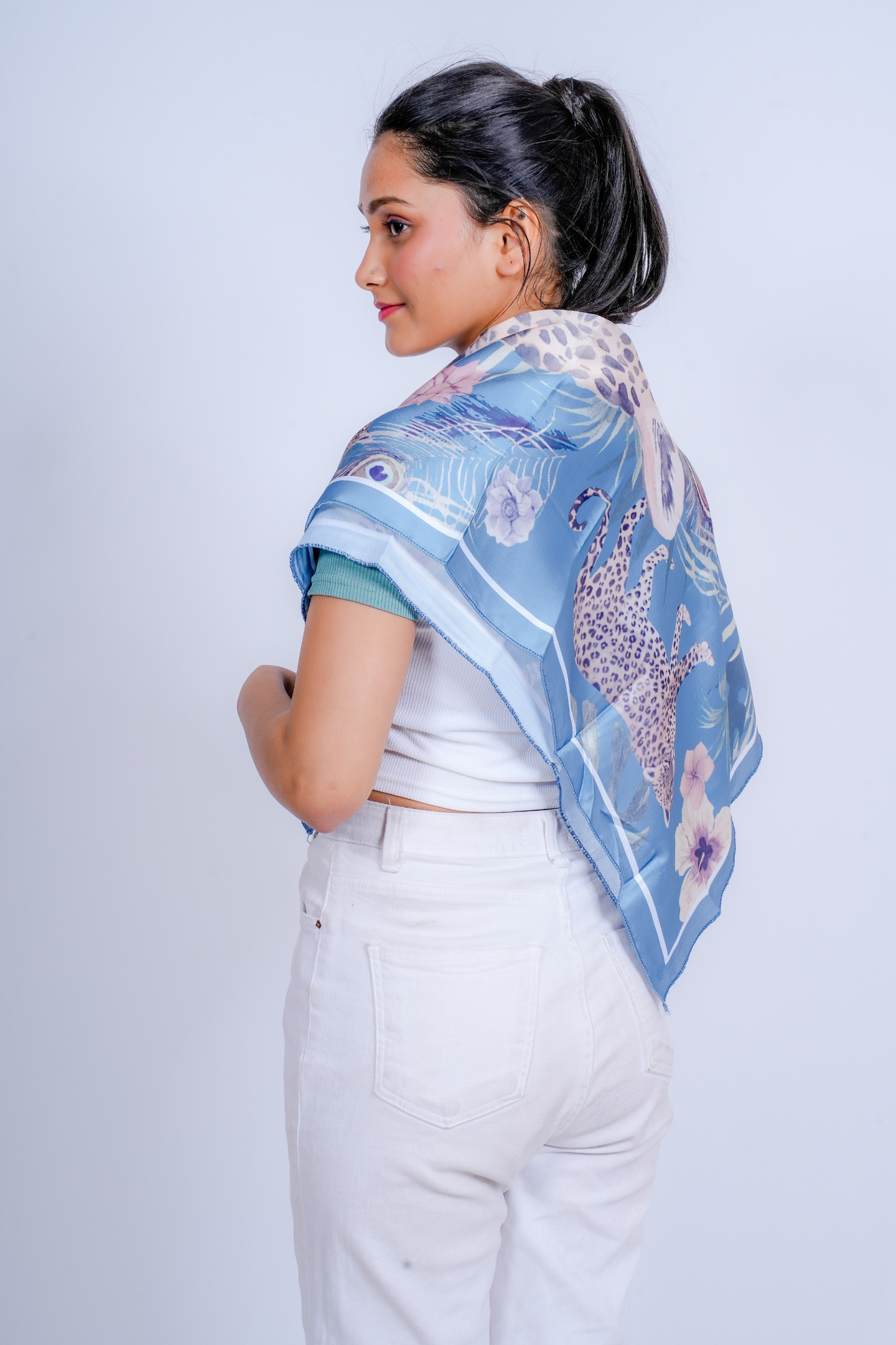 Wild Elegance Leopard Print Satin Scarf