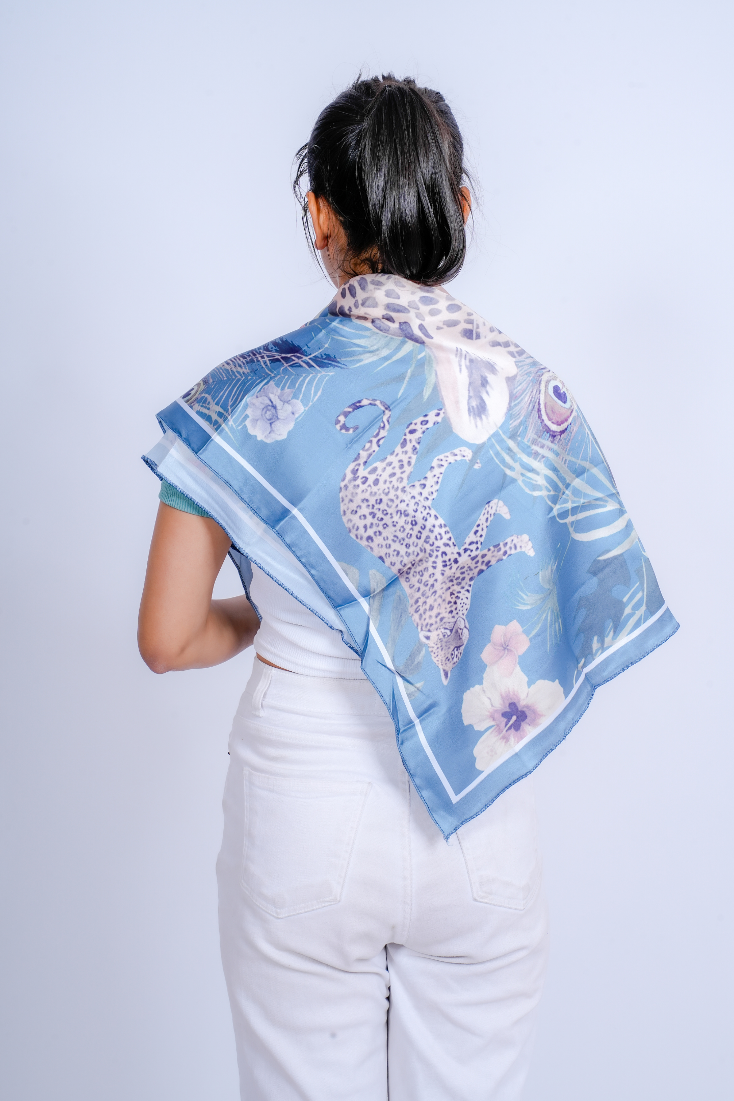 Wild Elegance Leopard Print Satin Scarf