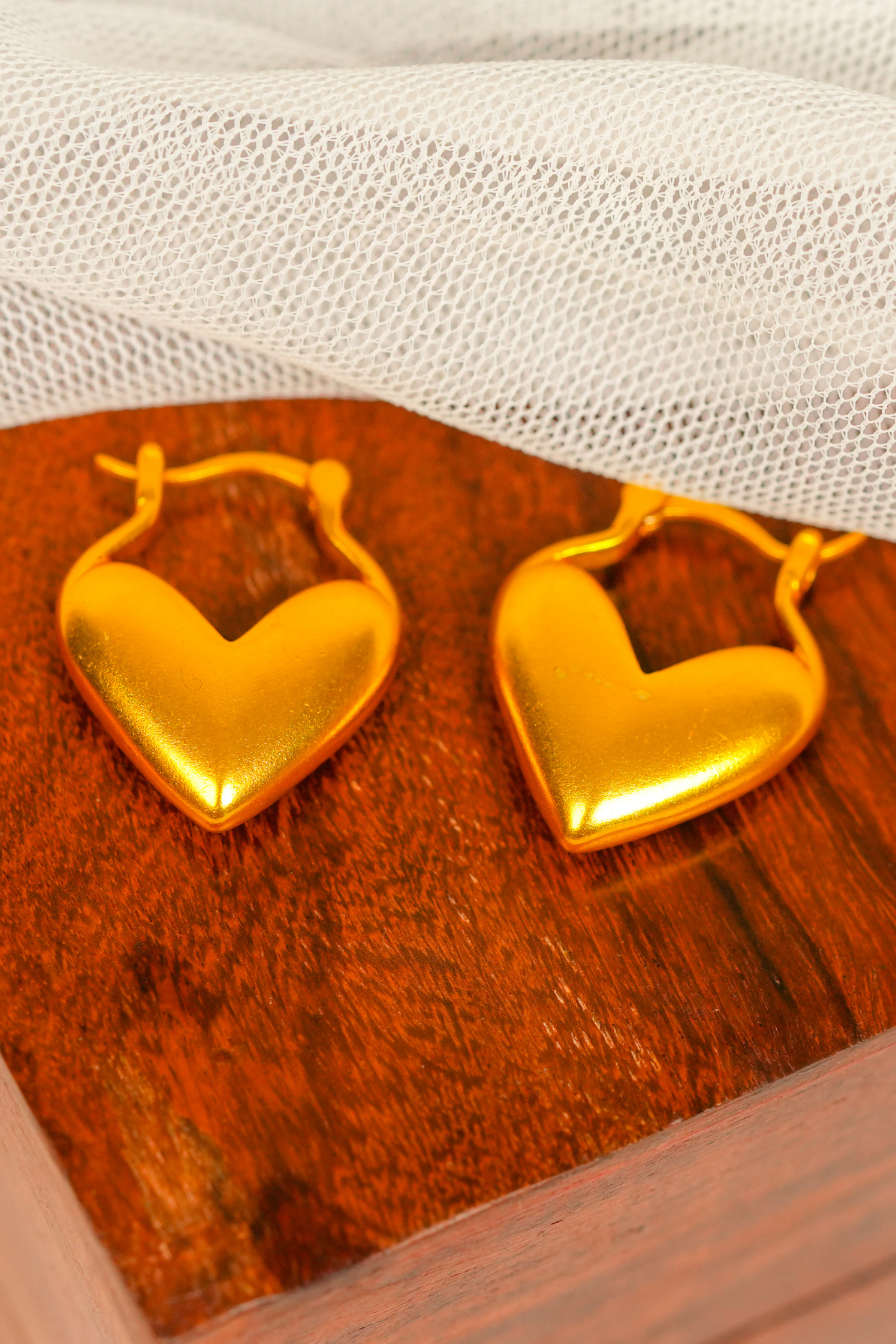 Gold-Plated Heart Hoop Earrings