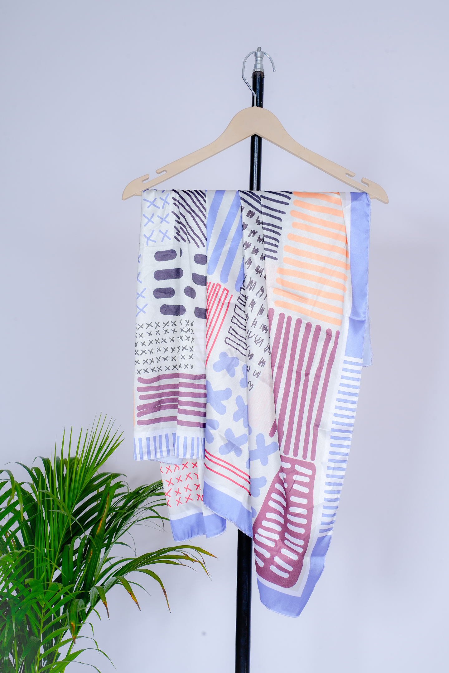Boho Chic Abstract Print Satin Scarf