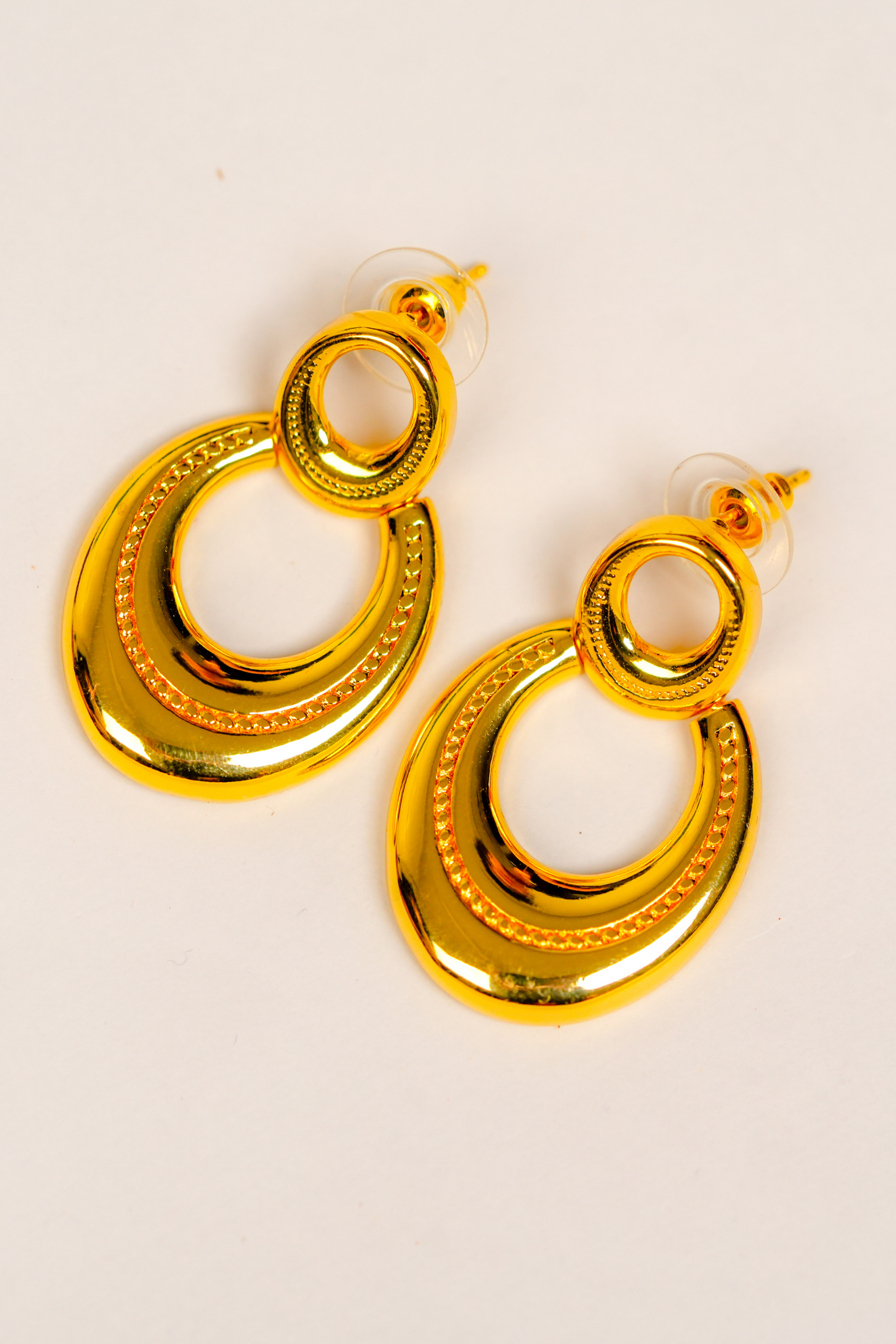 Gold-Plated Double Hoop Drop Earring