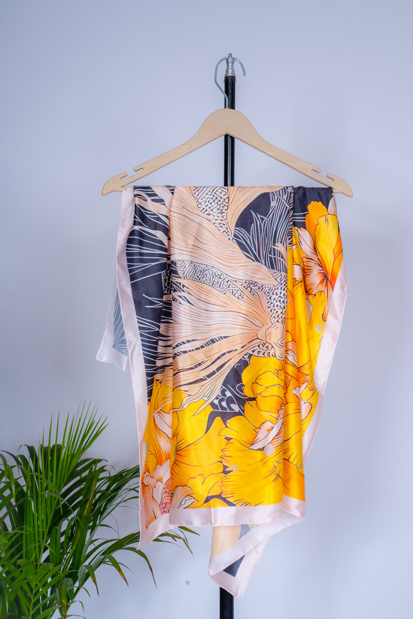 Golden Bloom Satin Scarf