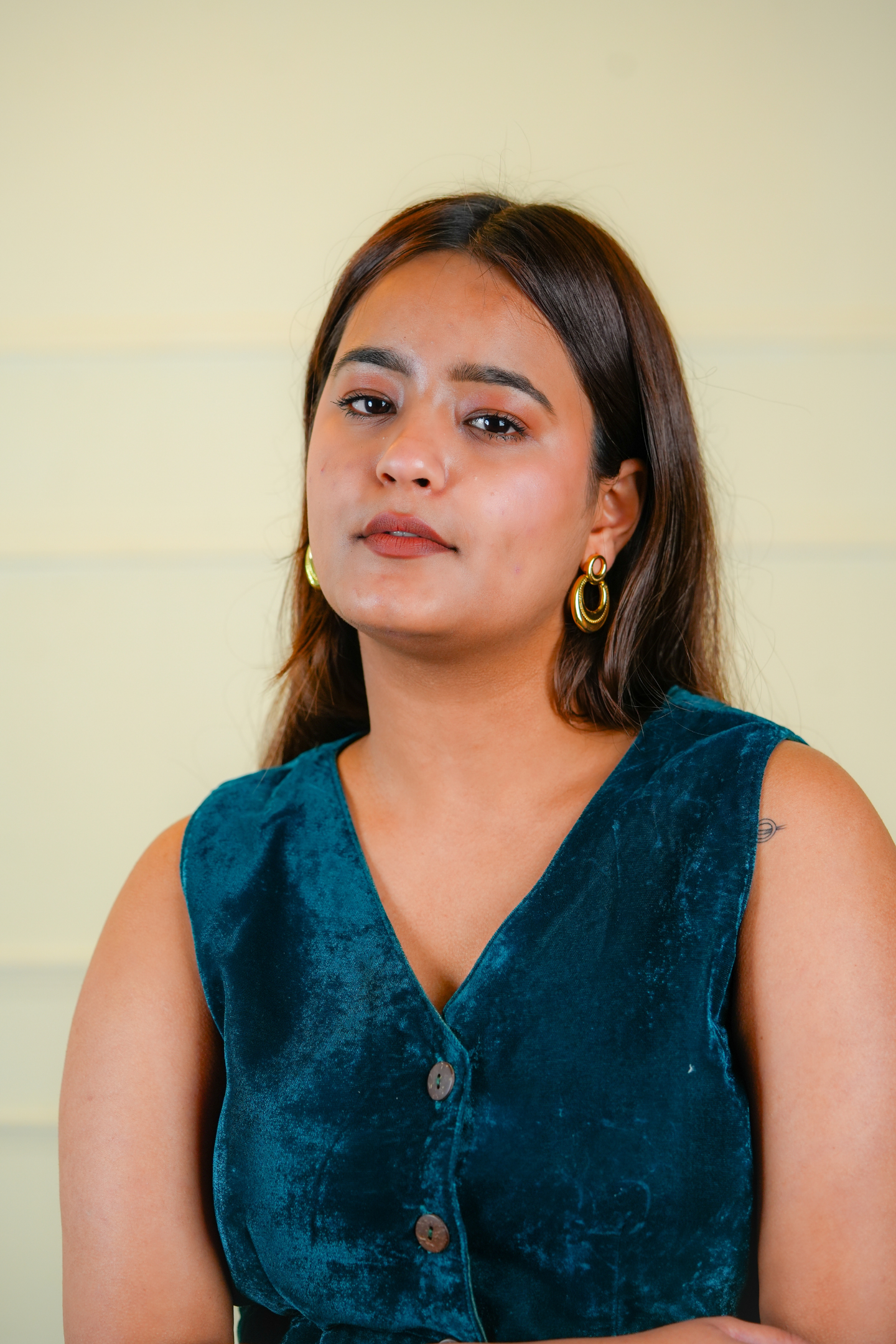 Gold-Plated Double Hoop Drop Earring